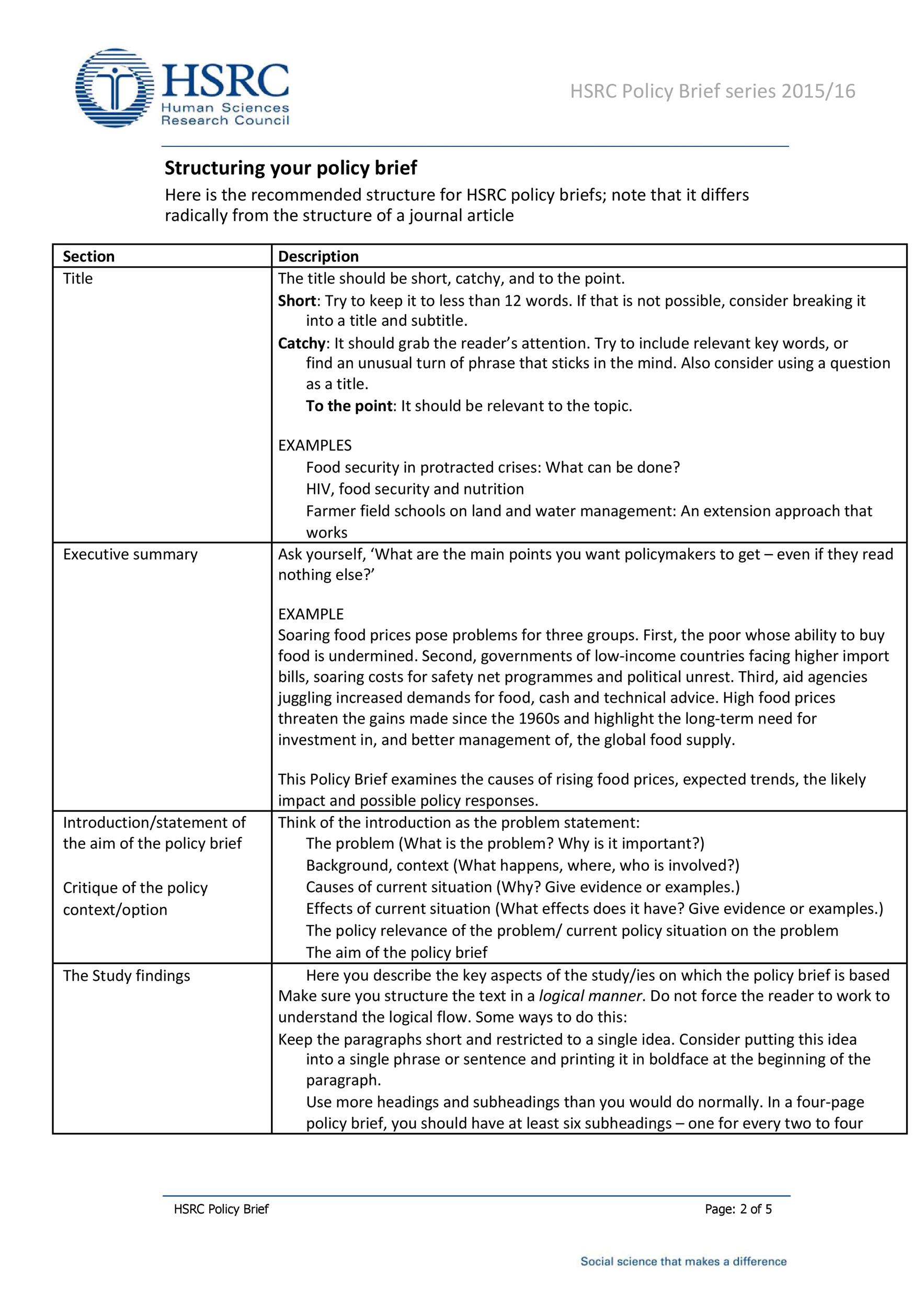briefing paper sample template briefing paper sample template