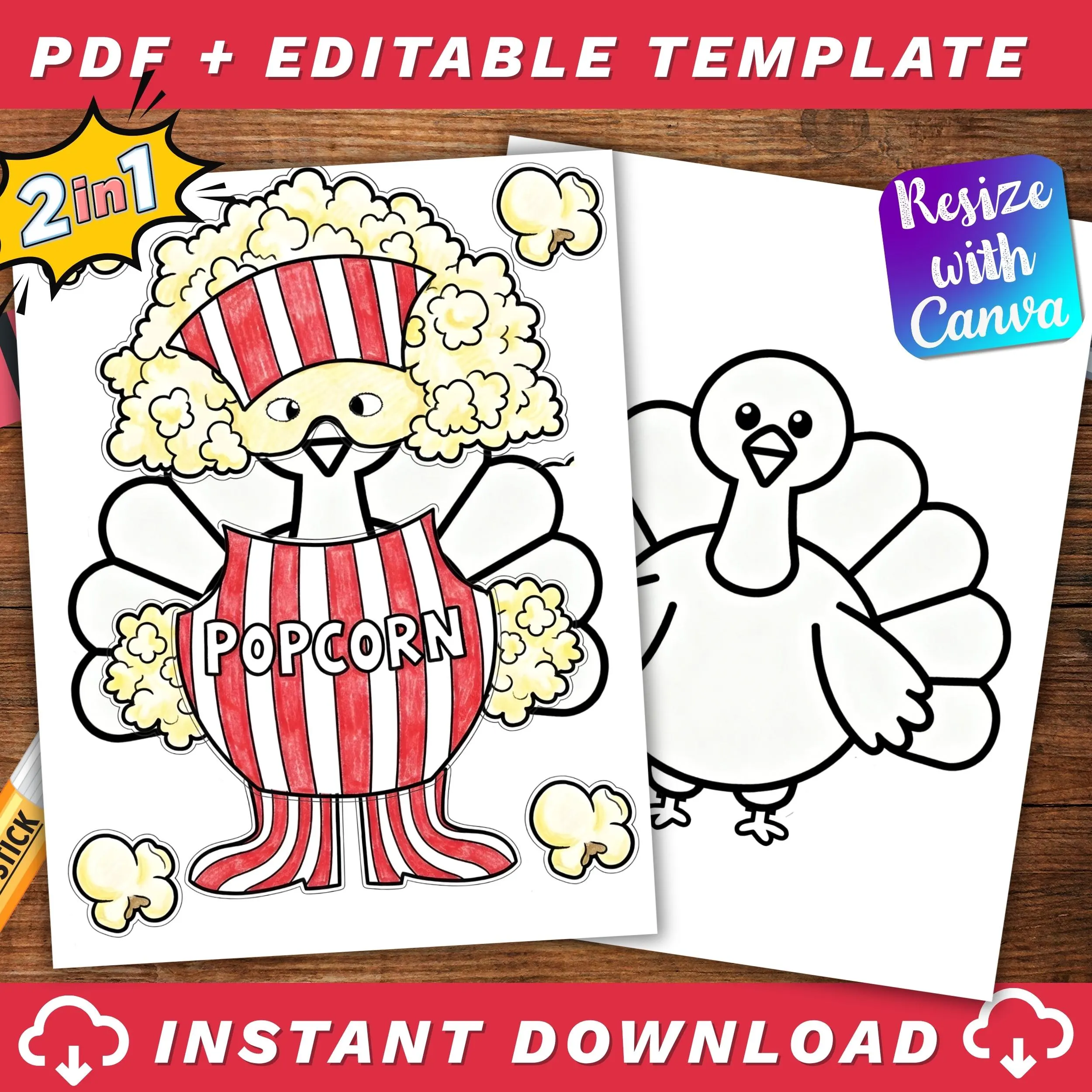 Popcorn Turkey Disguise Craft Printable