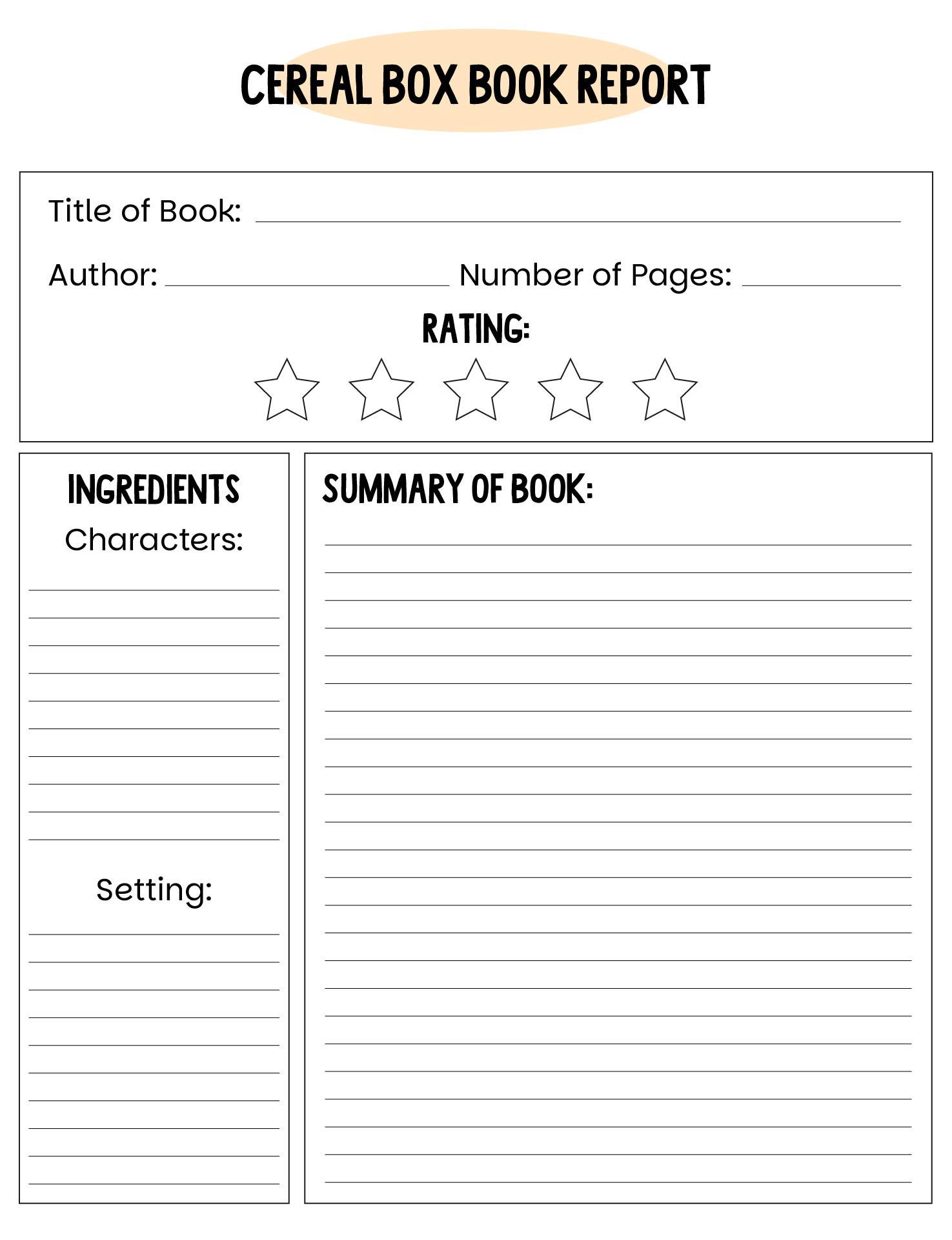 free printable cereal box template