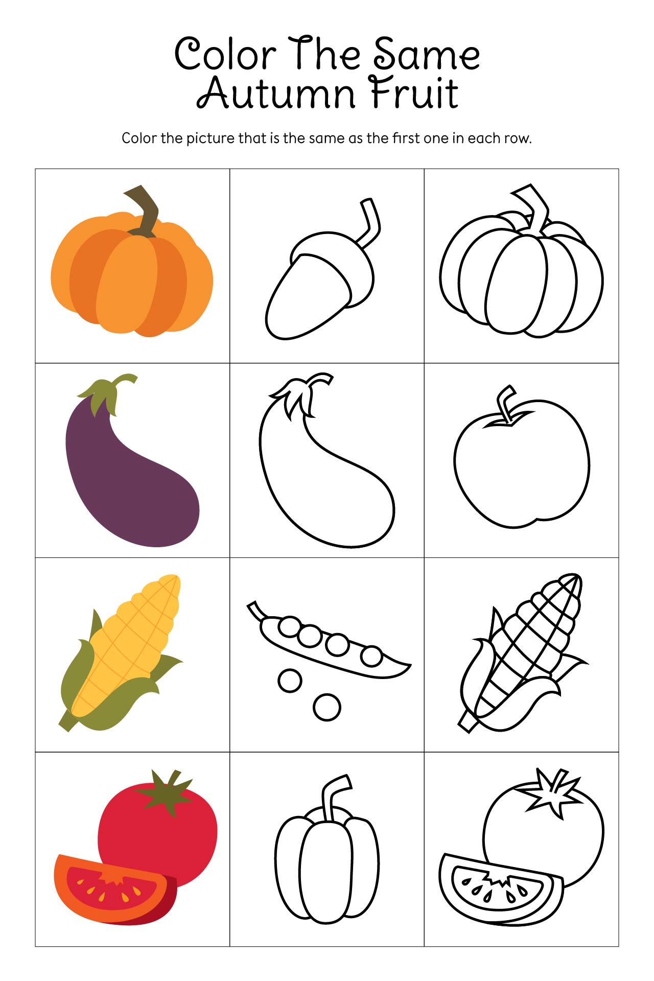 Post Fall Vegetable And Fruit Printables 83222