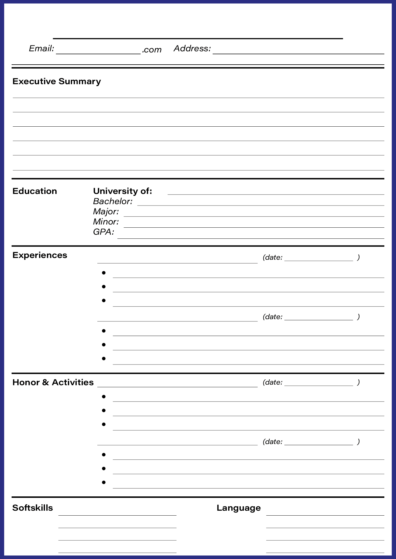 Post Fill In Blank Printable Resume 225881