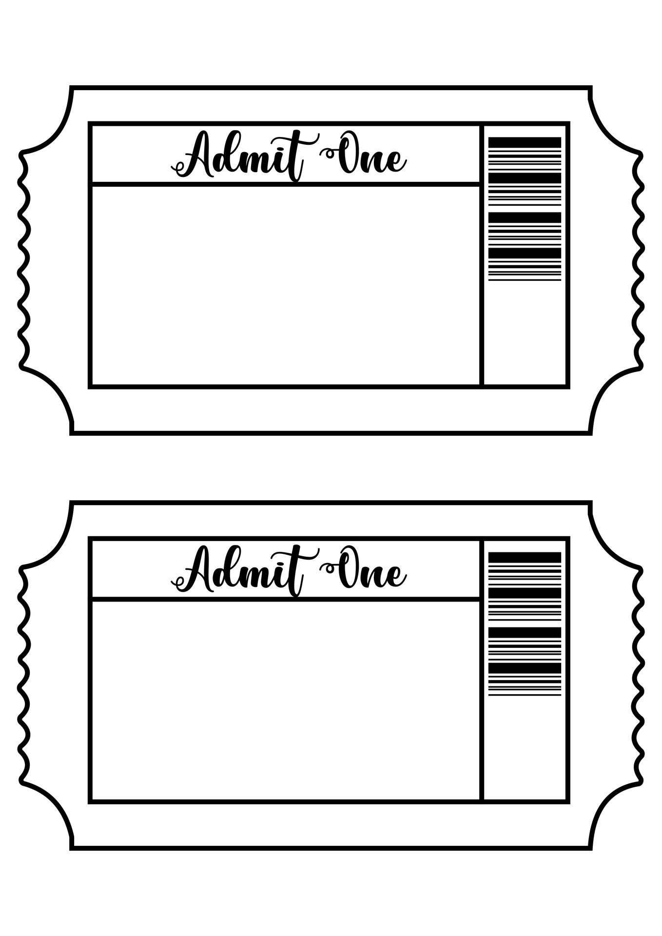 Post Free Printable Admit One Ticket Templates 302806