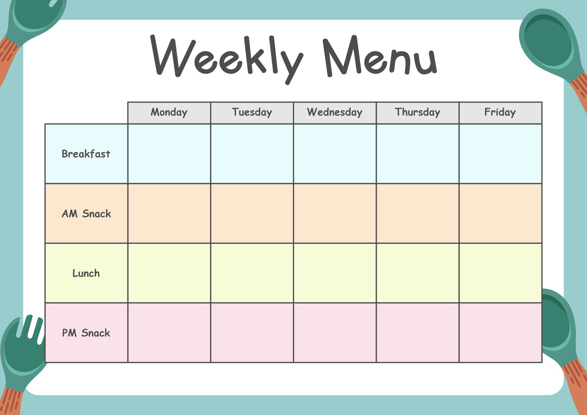Post Free Printable Blank Menu For Day Care 104875 Post Free Printable Blank Menu For Day Care 104875