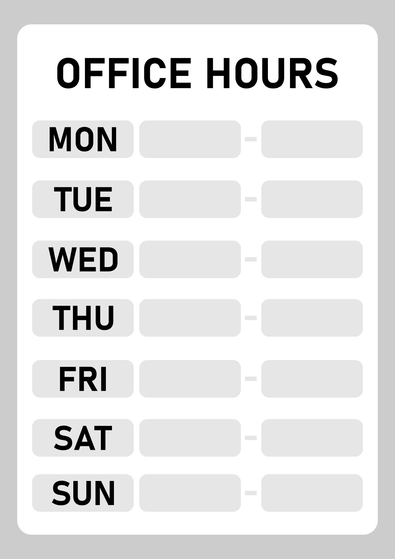 Post Free Printable Business Hours Sign Template 242962