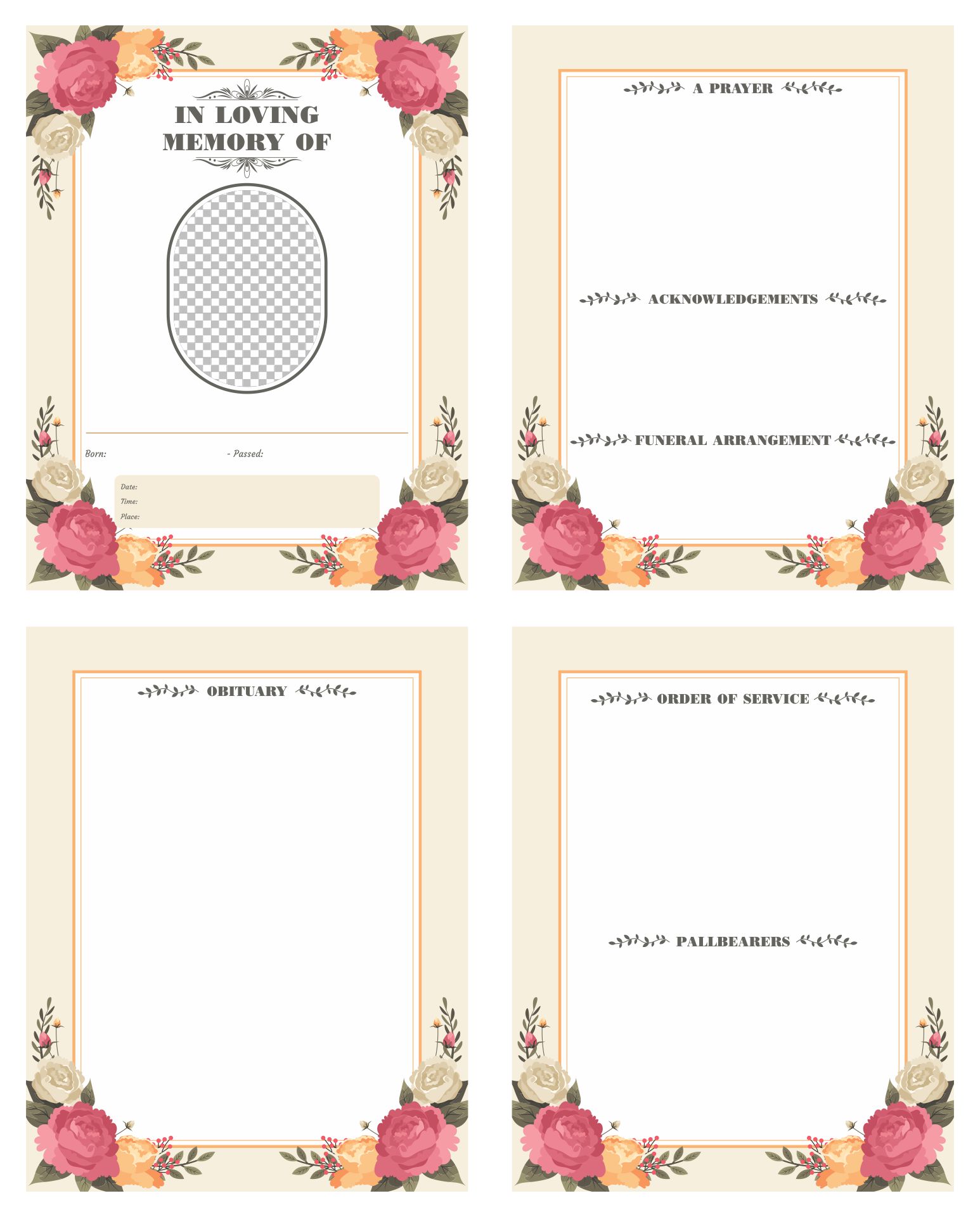 Post Free Printable Funeral Memorial Card Template 391243