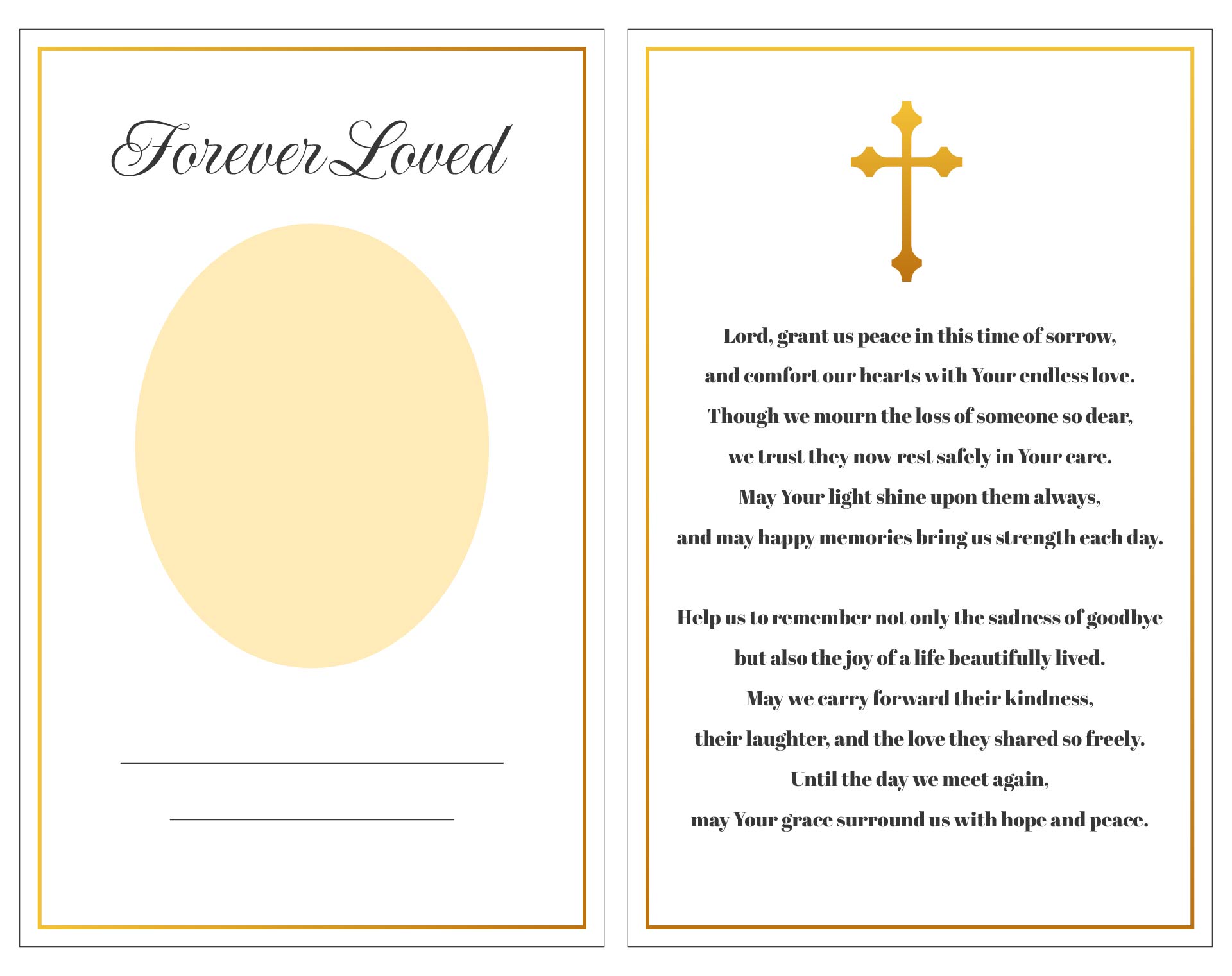 free printable funeral prayer card template free printable funeral prayer card template
