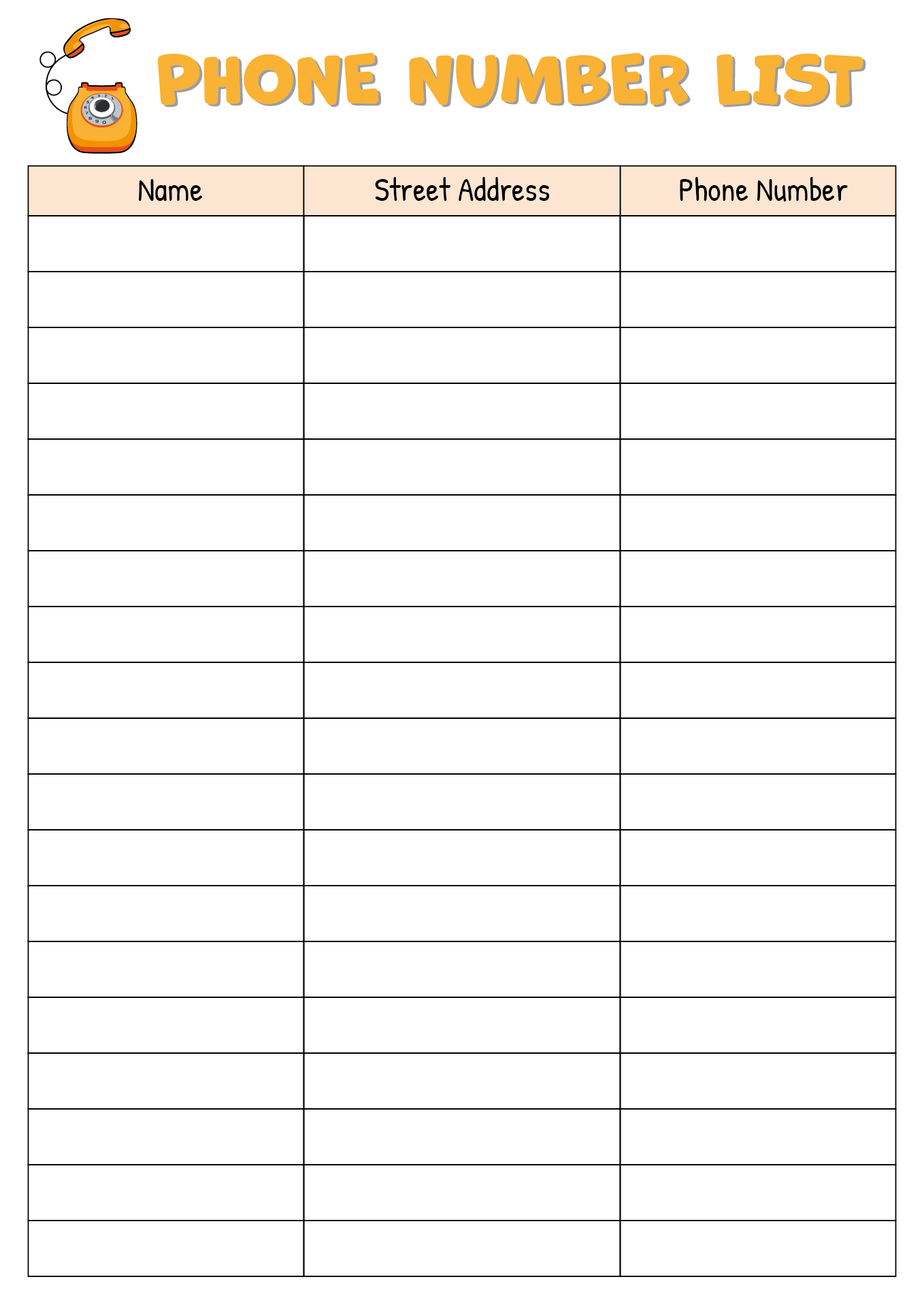 Post Phone Contact List Template Printable 331374 Post Phone Contact List Template Printable 331374