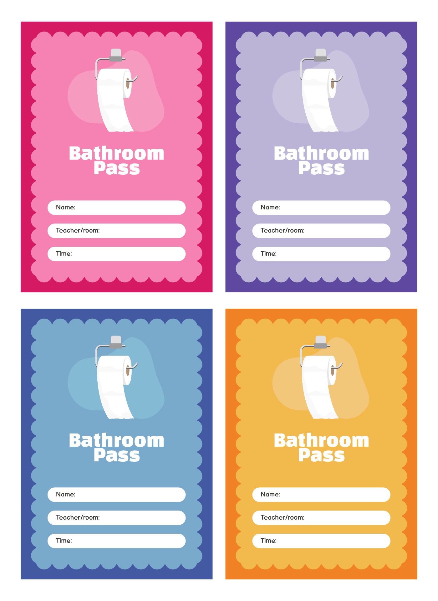 Post Printable Restroom Passes 130452 Post Printable Restroom Passes 130452