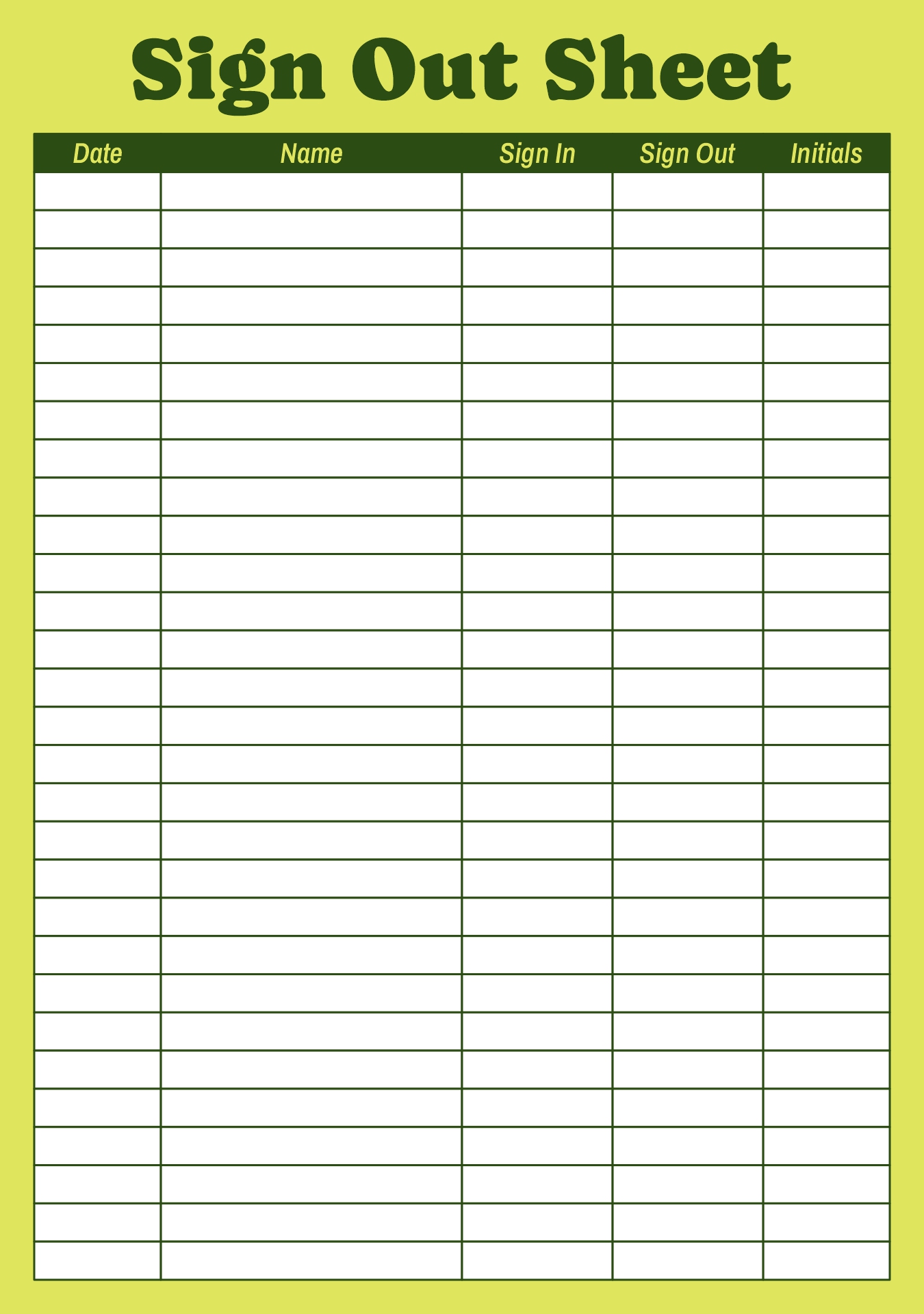 sample sign out sheet template sample sign out sheet template