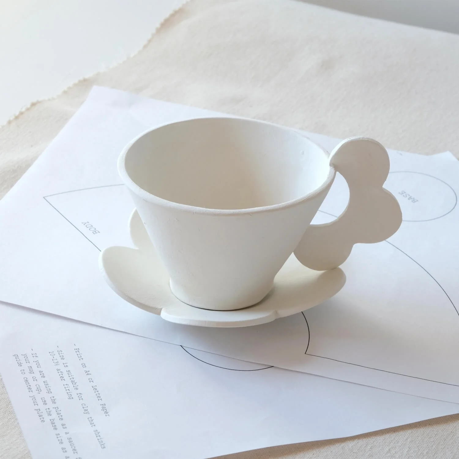 Pottery Slab Template Flower Mug Set Pdf Download