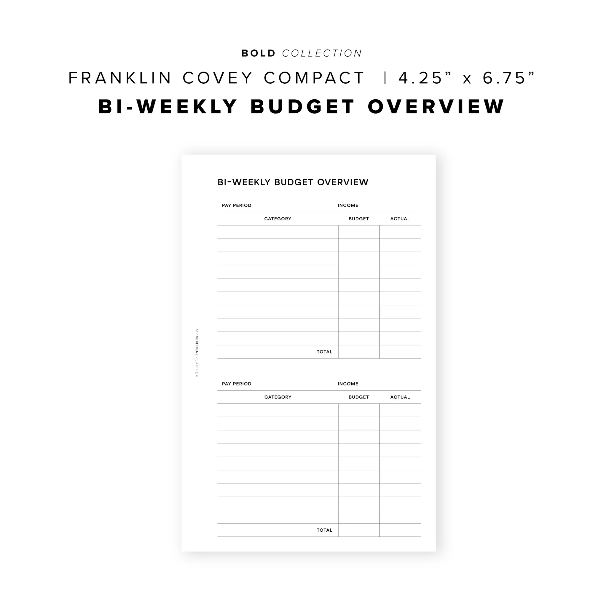 Pr229 Bi Weekly Budget Overview Printable Insert