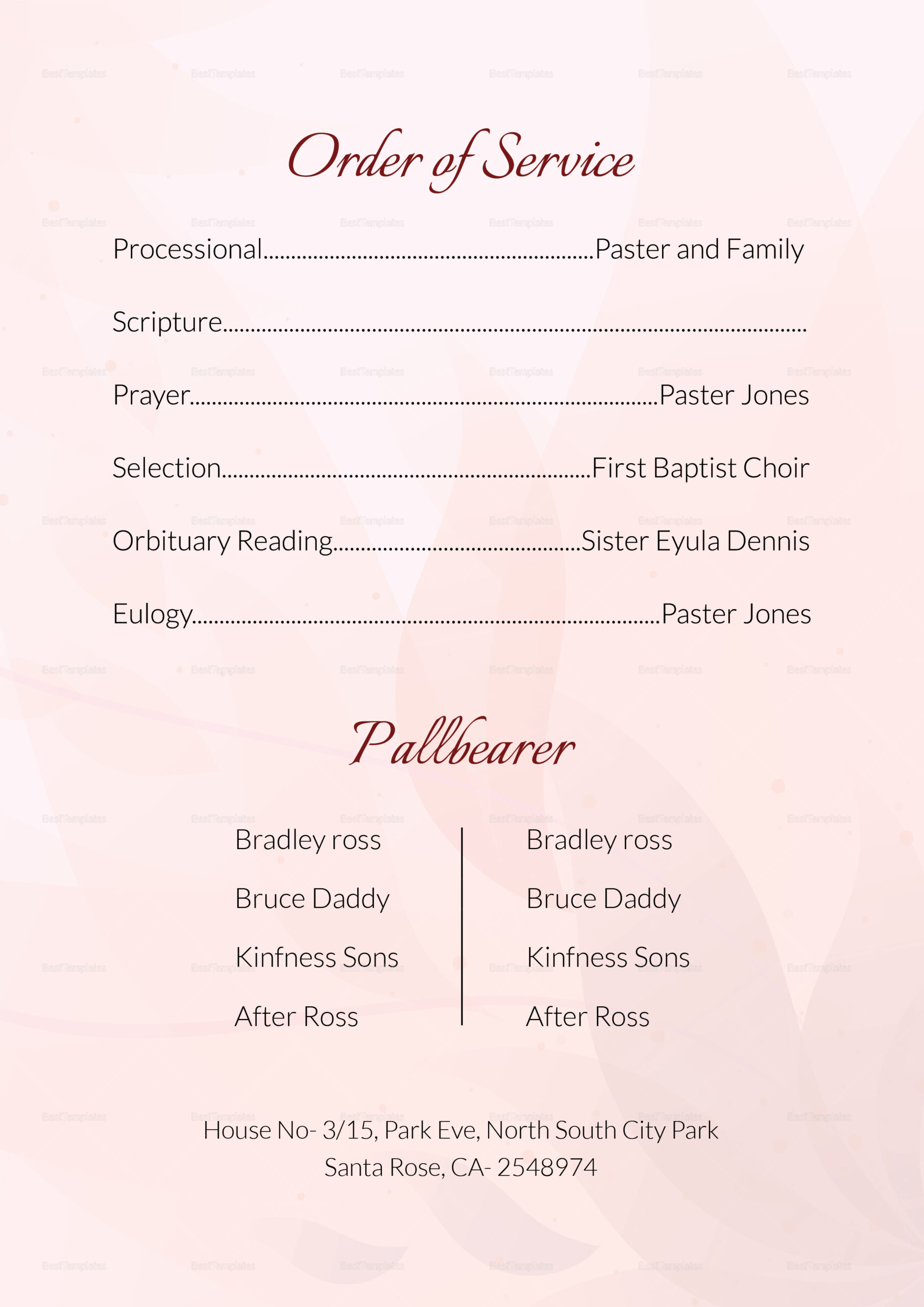 Premium Funeral Order Of Service Premium Funeral Order Of Service