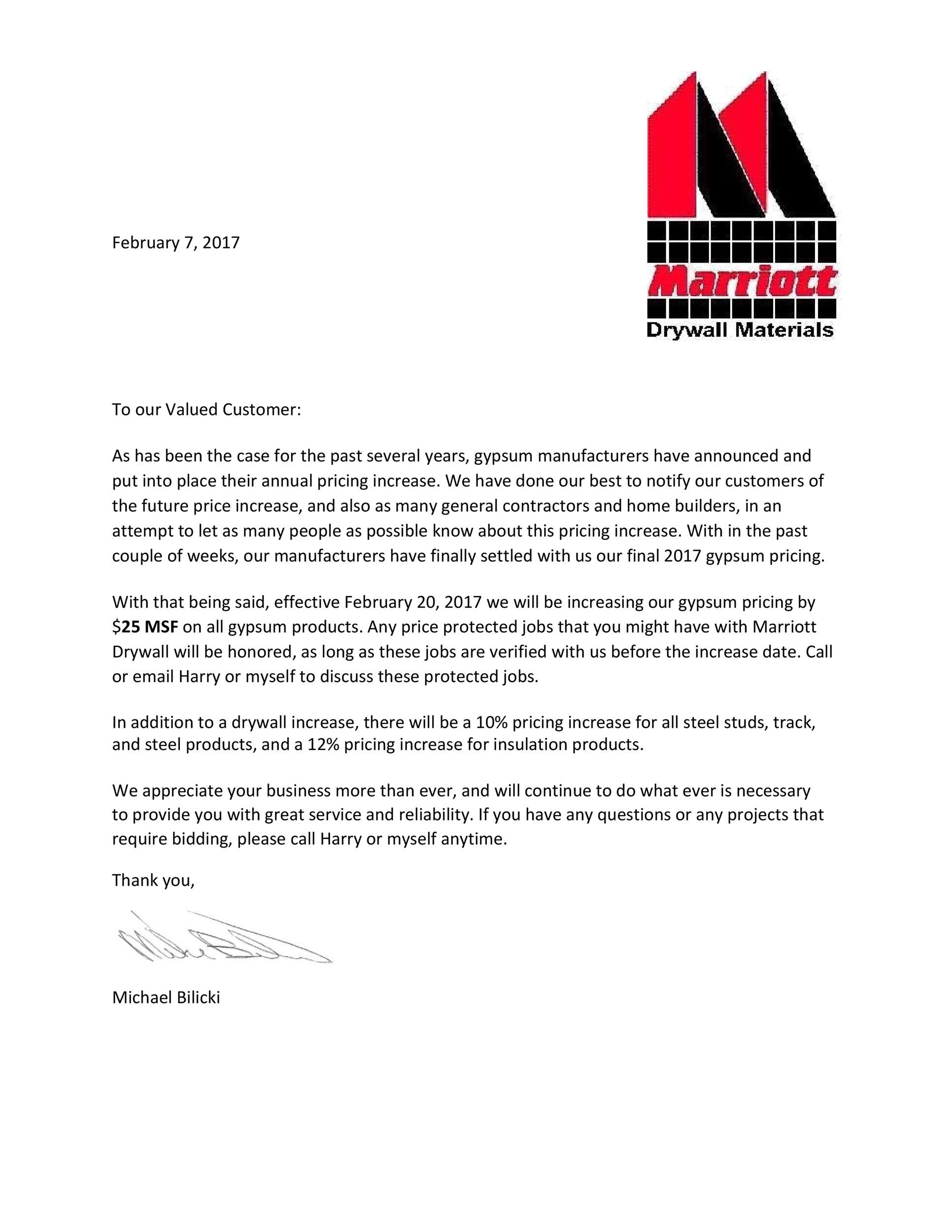 Price Increase Letters Price Increase Letters