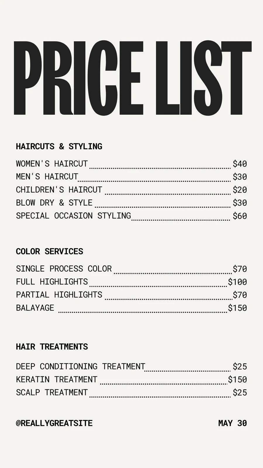 Price List