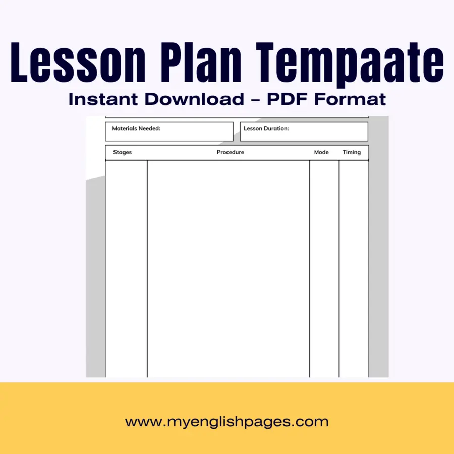 Print Friendly Blank Simple Lesson Plan Template