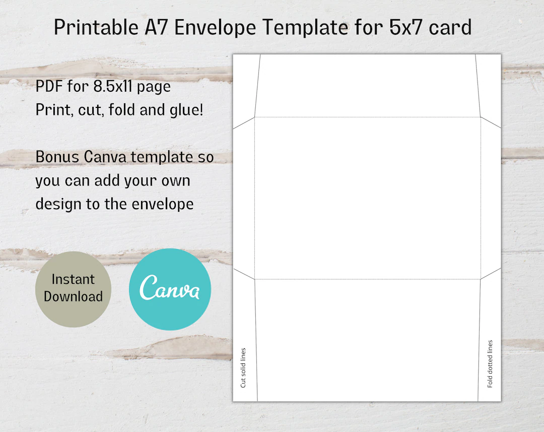 Printable A7 Envelope Template For 5x7