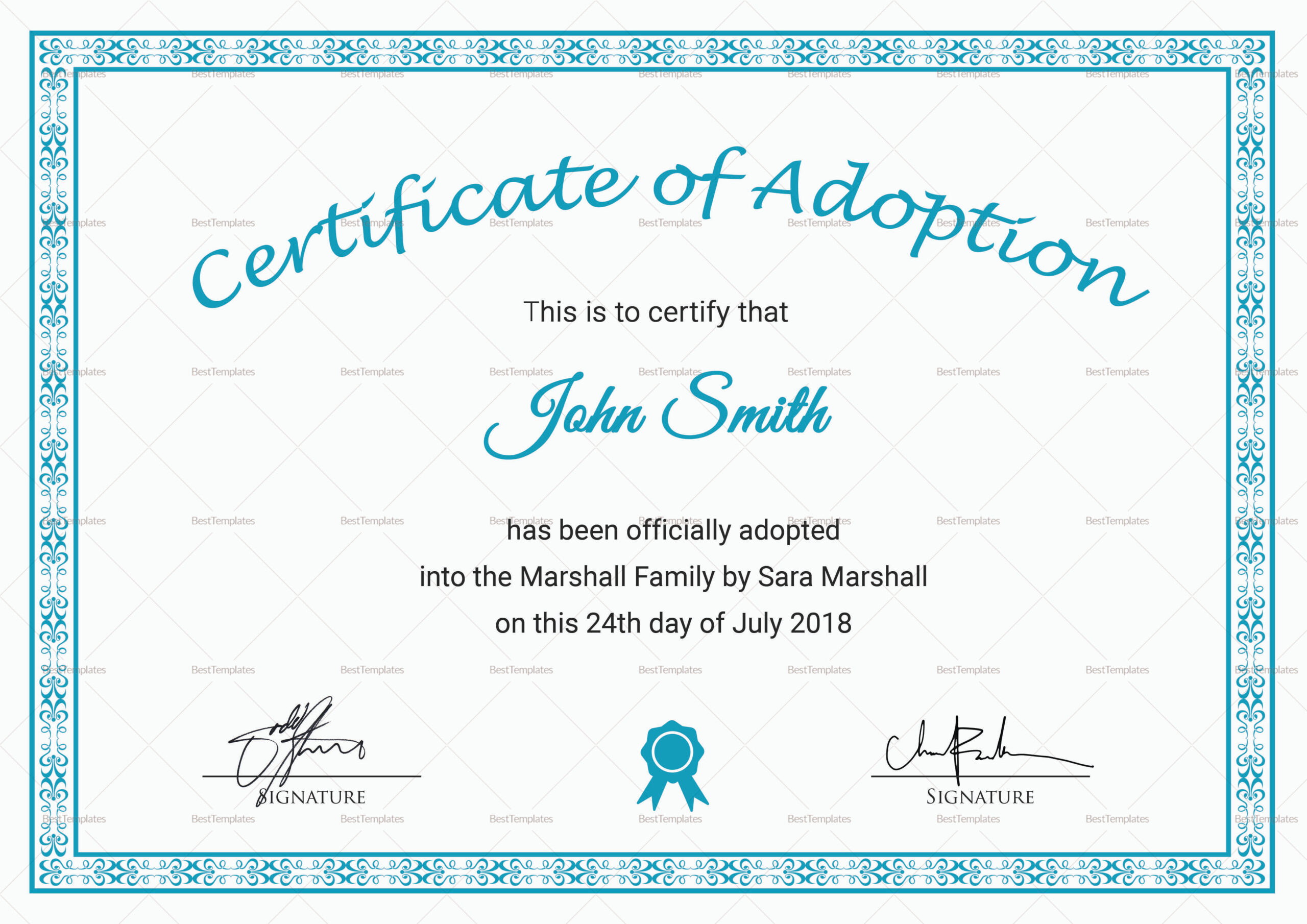 free printable adoption certificate template