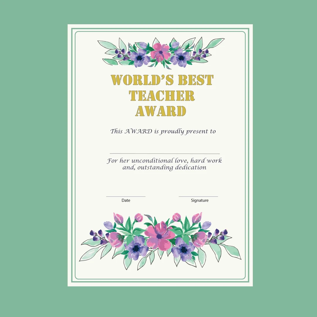 Printable Best Teacher Certificates