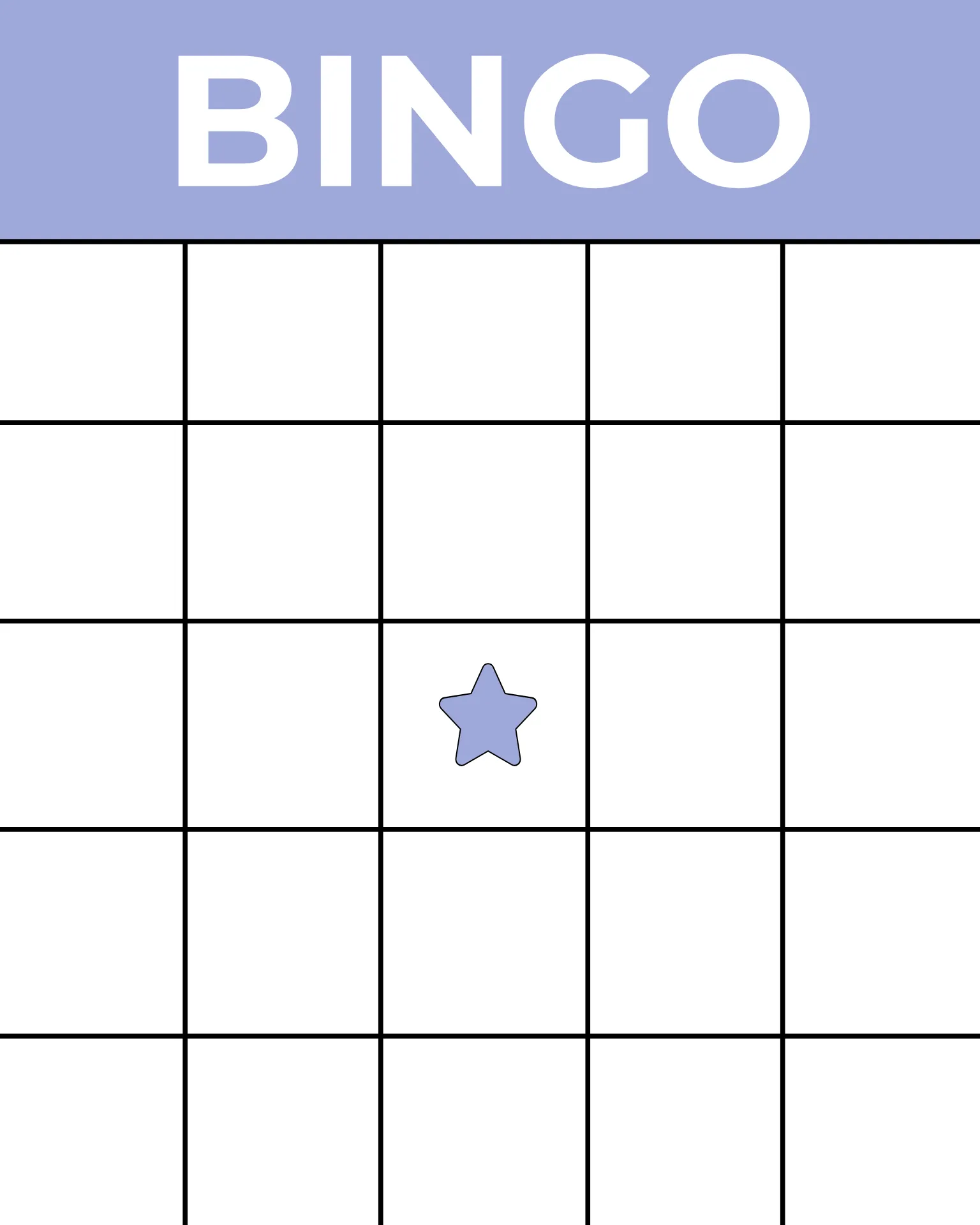 Printable Bingo Card Template Printable Bingo Card Template