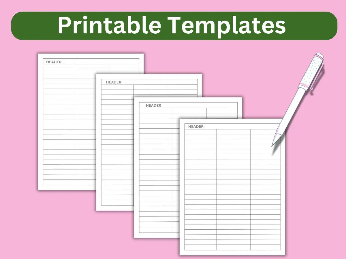 Printable Blank Column Chart Template