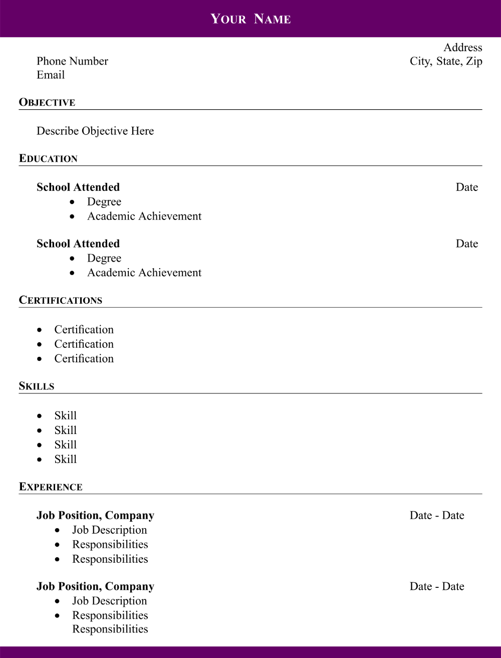 free printable fill in the blank resume template
