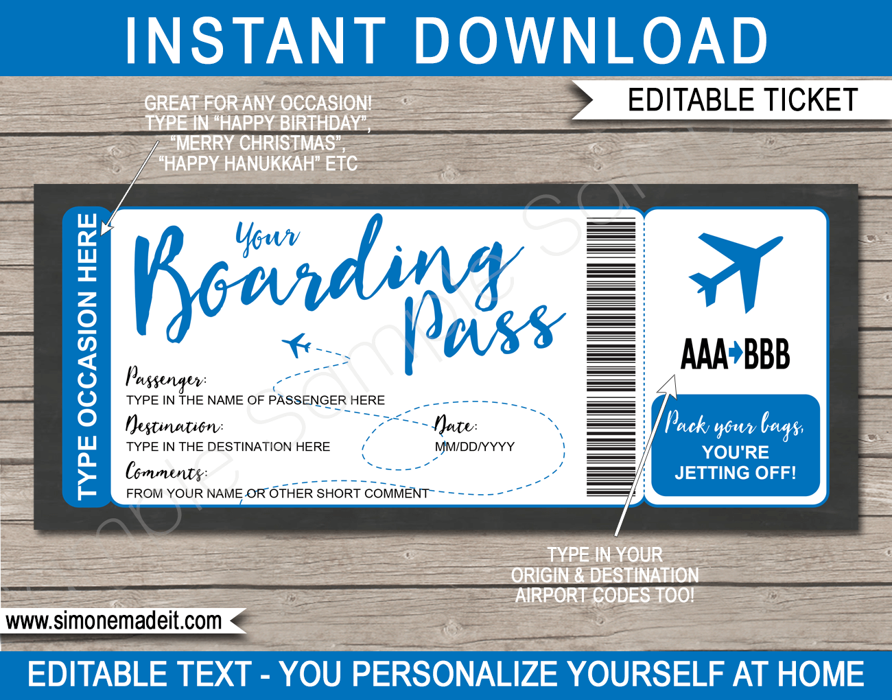 Printable Boarding Pass Template