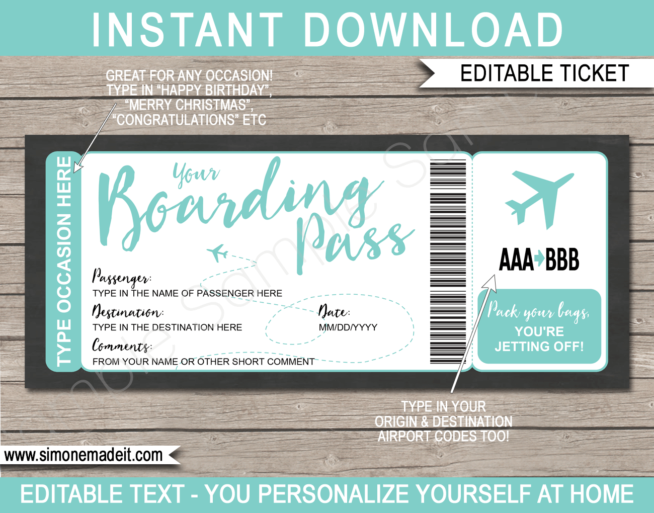 Printable Boarding Pass Template