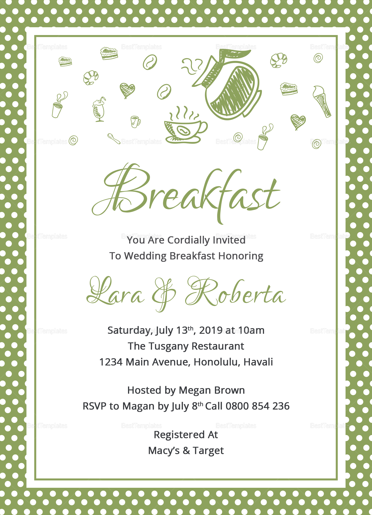 Printable Breakfast Invitation Printable Breakfast Invitation