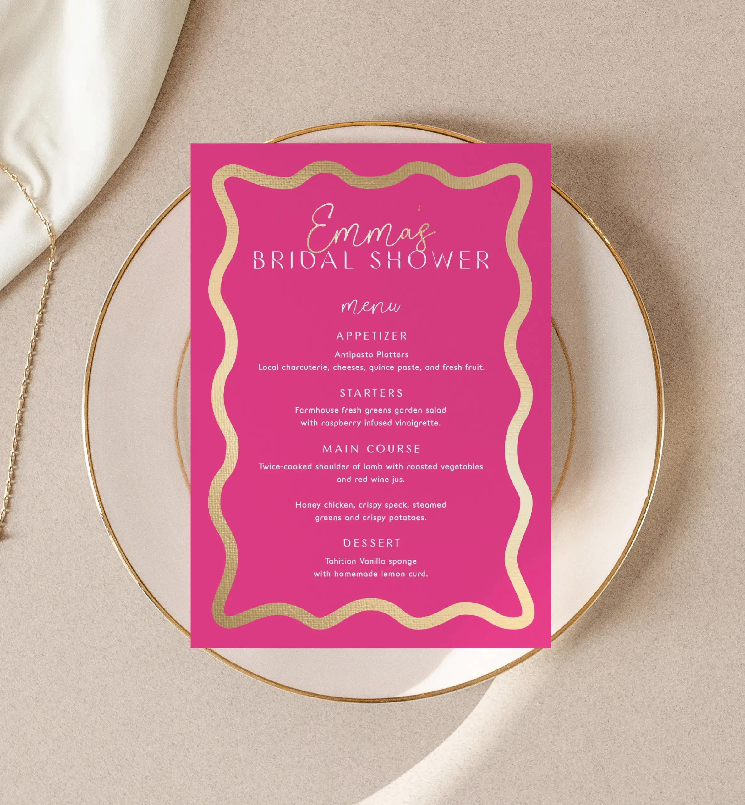 Printable Bridal Shower Menu Template