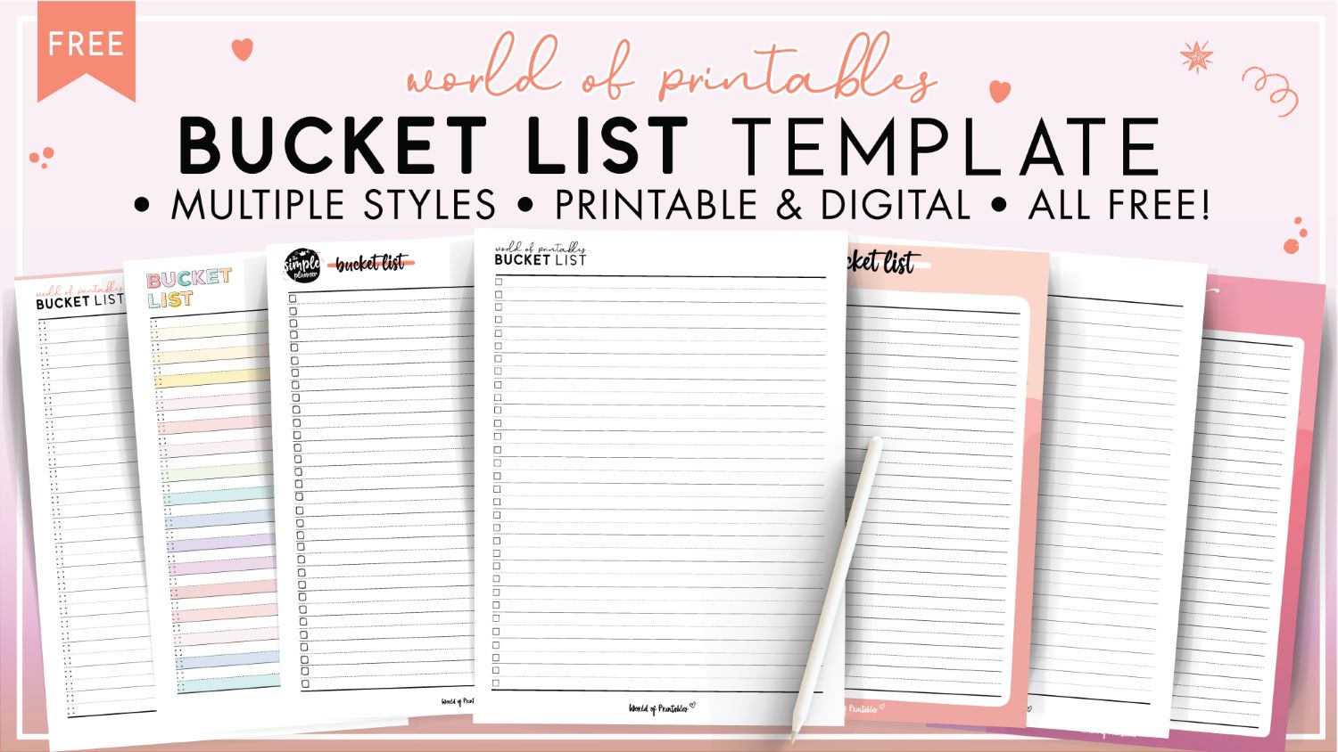 Printable Bucket List Template Printable Bucket List Template