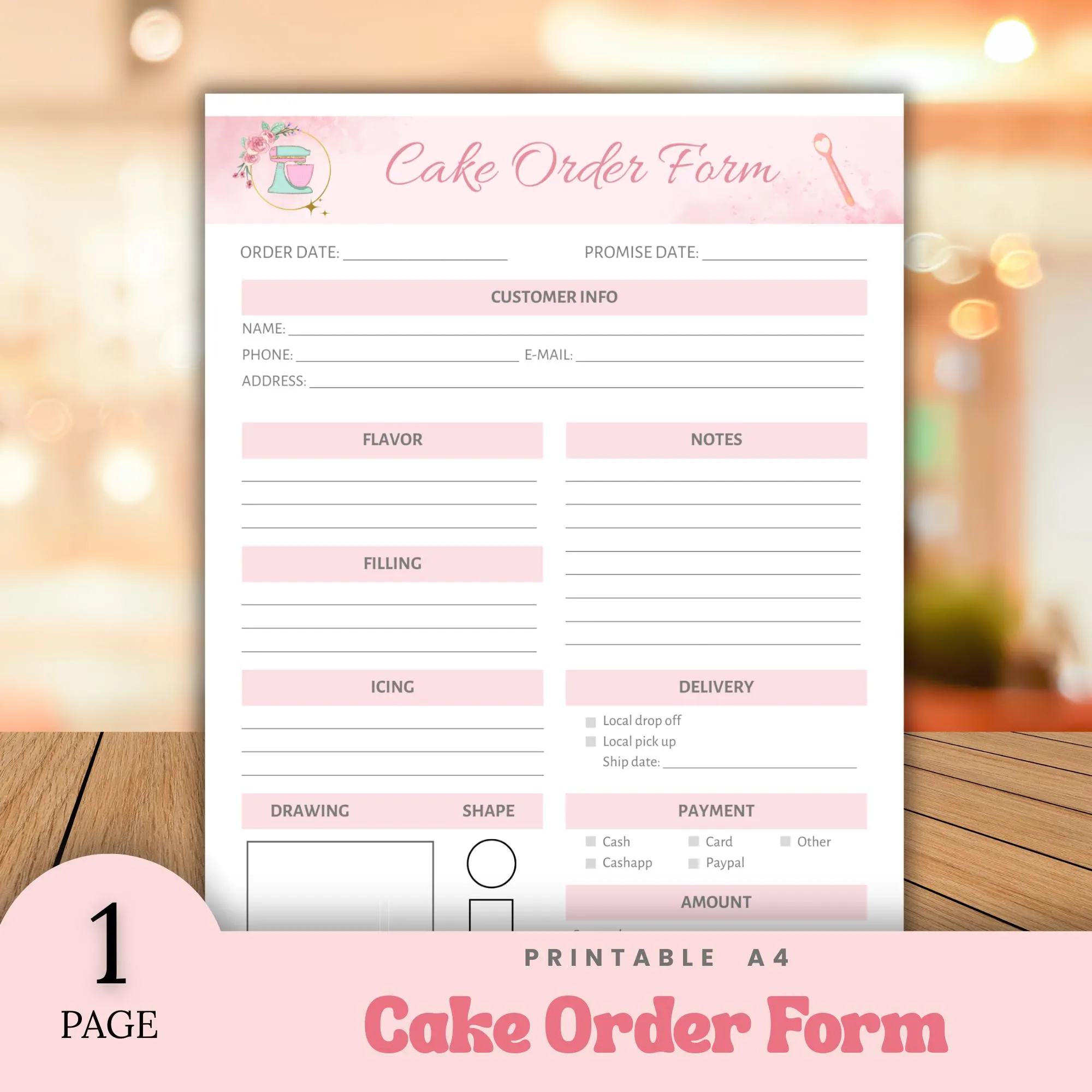 free printable cake order form template free printable cake order form template