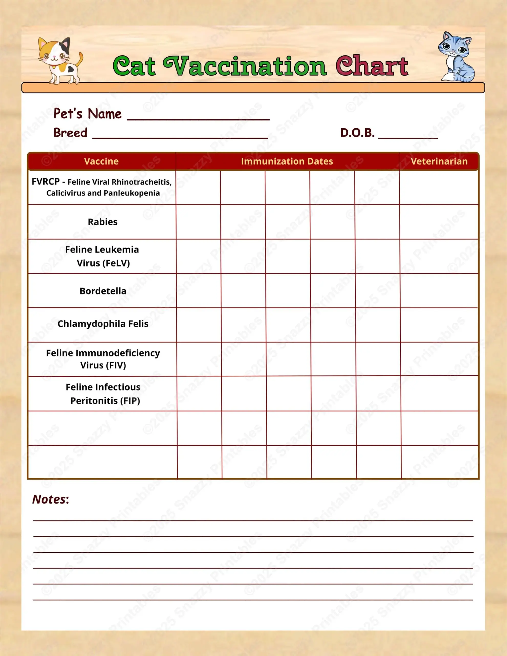 Printable Cat Vaccination Chart Pet Printable Cat Vaccination Chart Pet