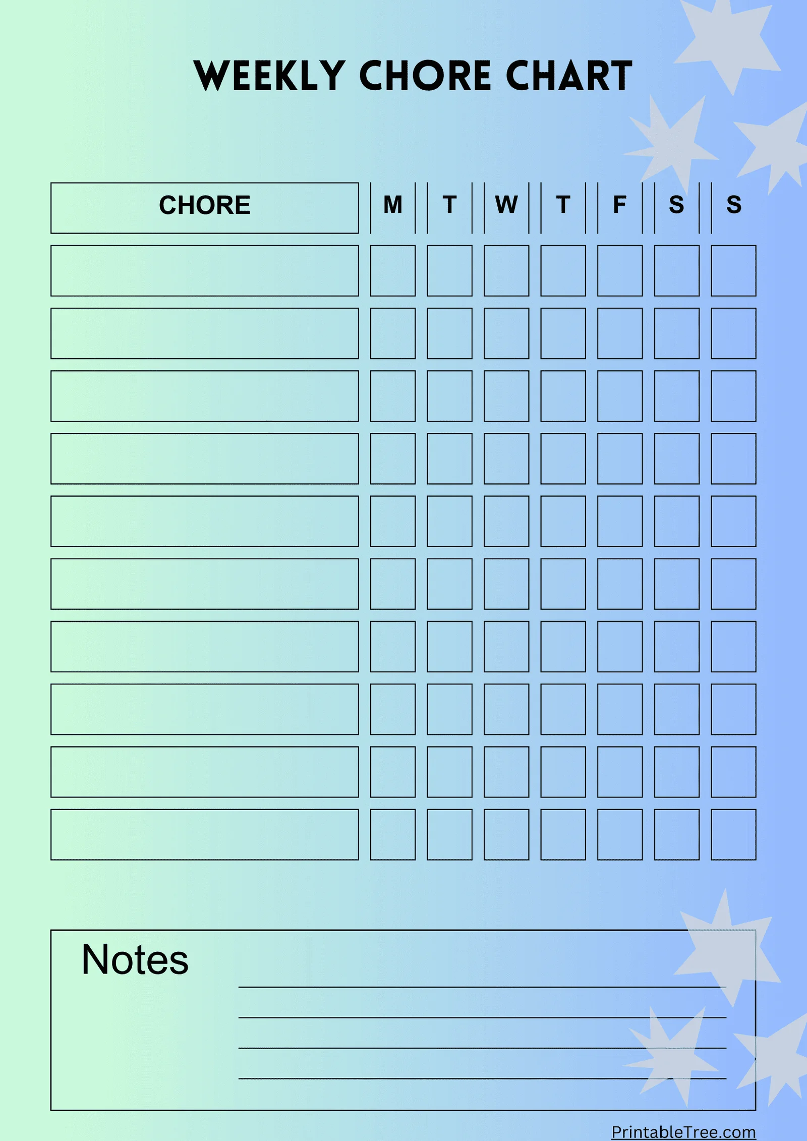 Printable Chore Chart Template