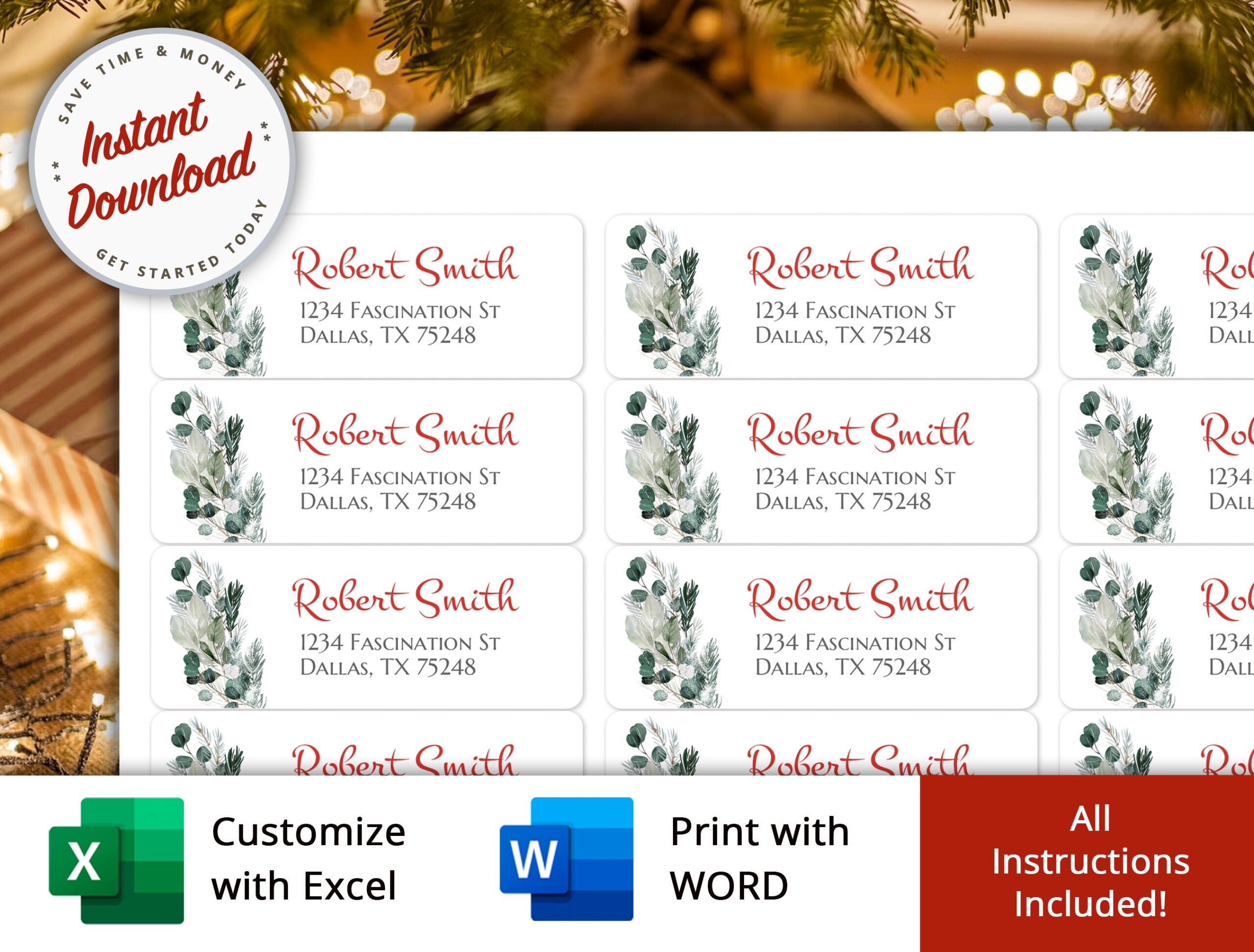 Printable Christmas Address Labels Printable Christmas Address Labels
