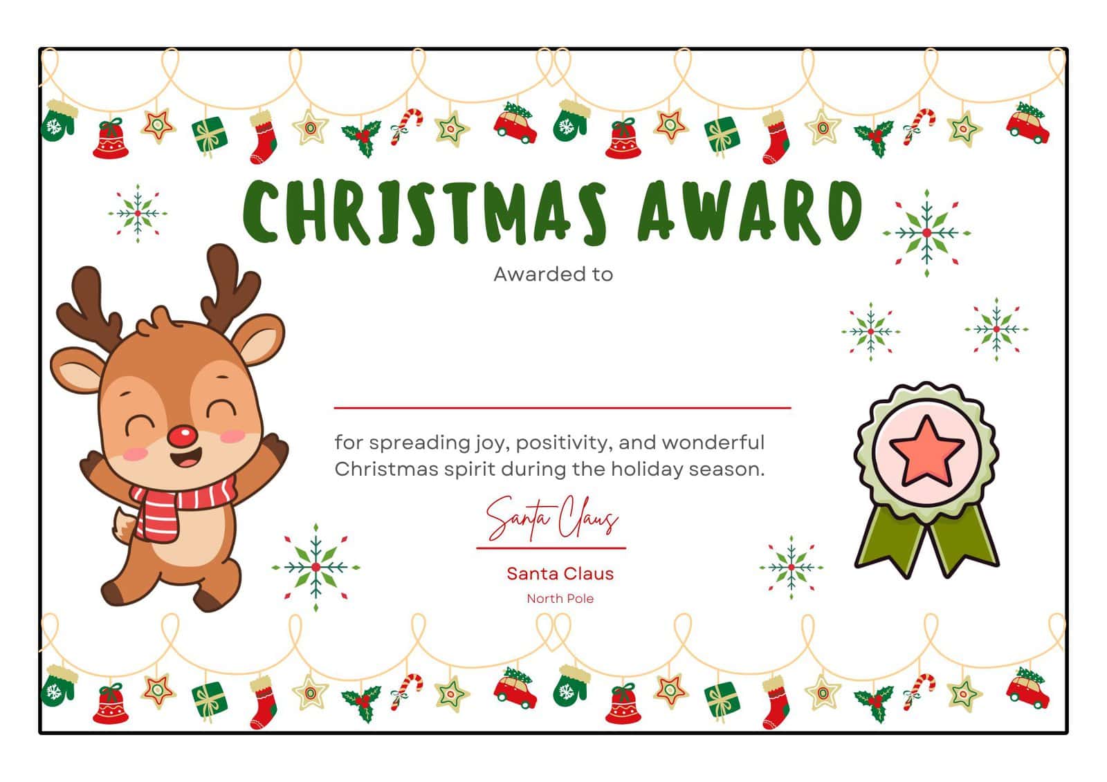 Printable Christmas Award Certificate Printable Christmas Award Certificate