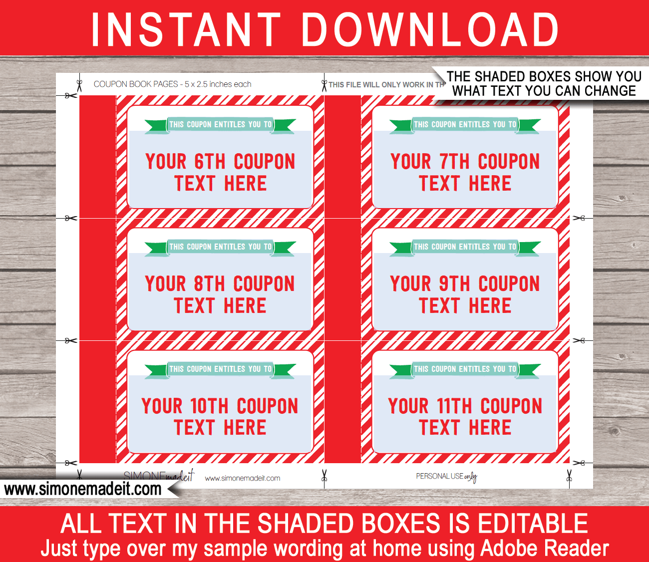 Printable Christmas Coupon Book Template