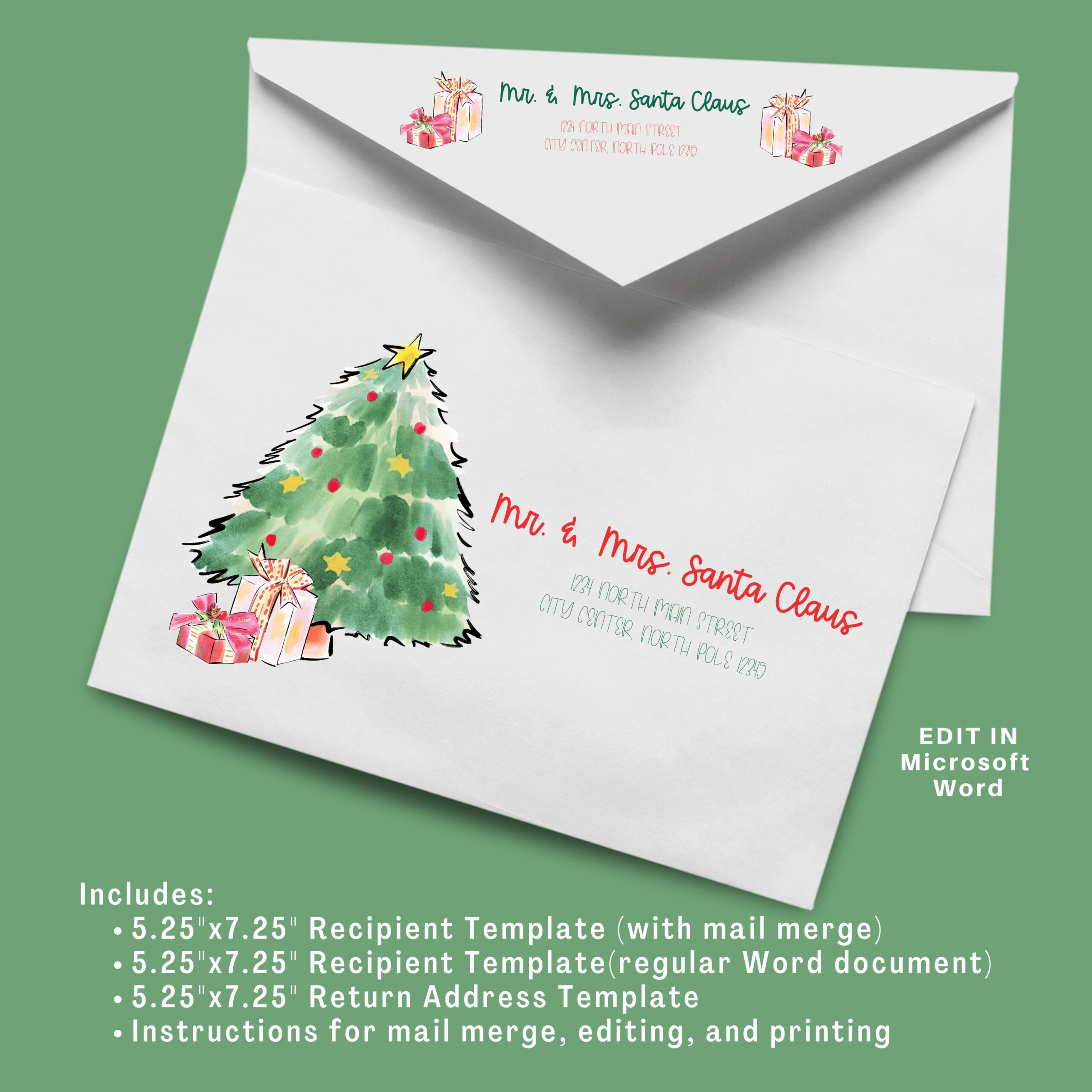 Printable Christmas Envelope Template