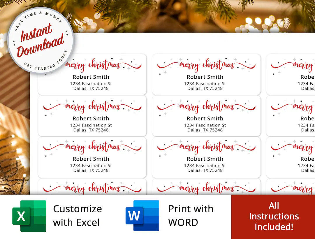 Printable Christmas Return Address