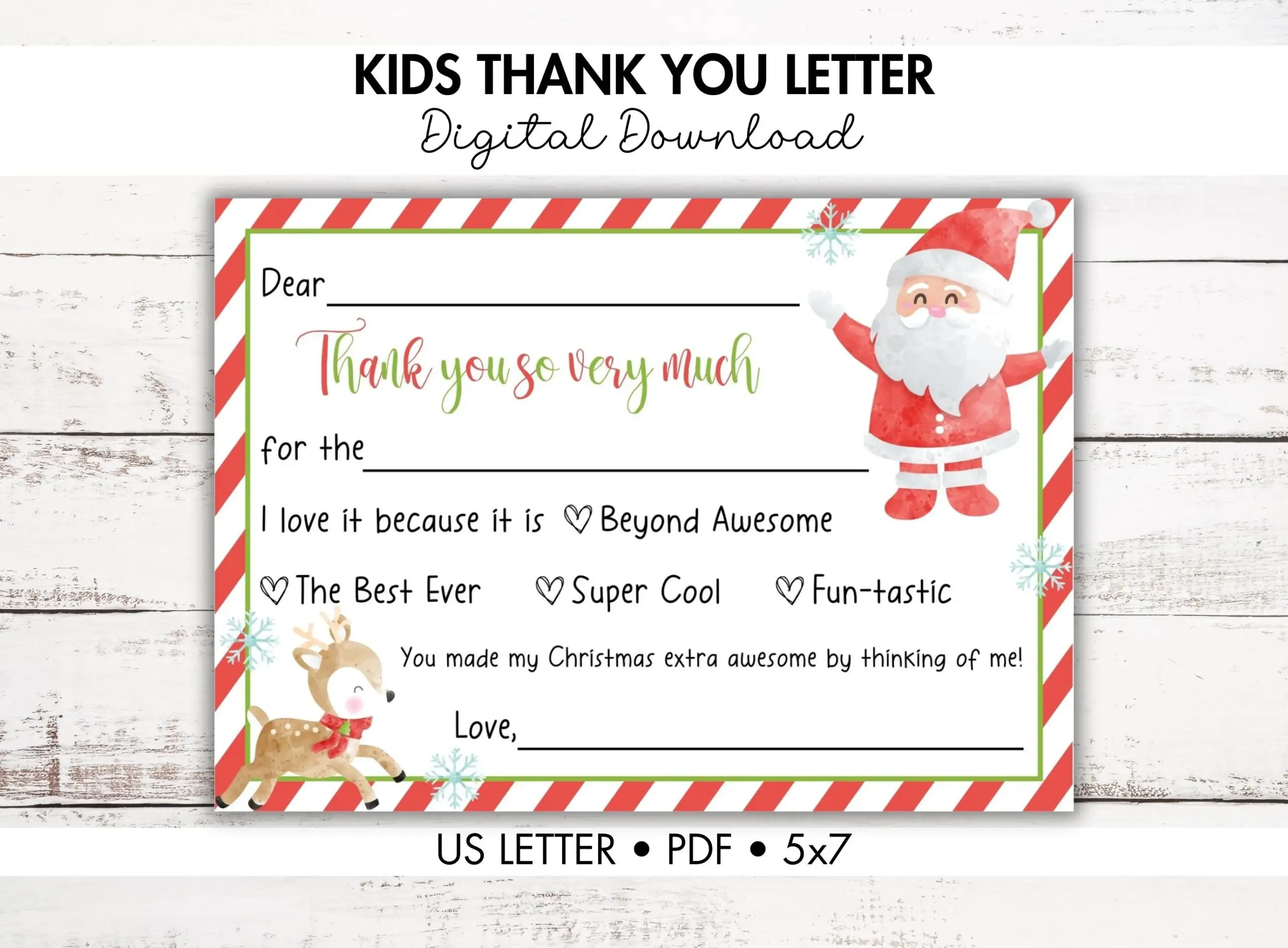 Printable Christmas Thank You Cards For