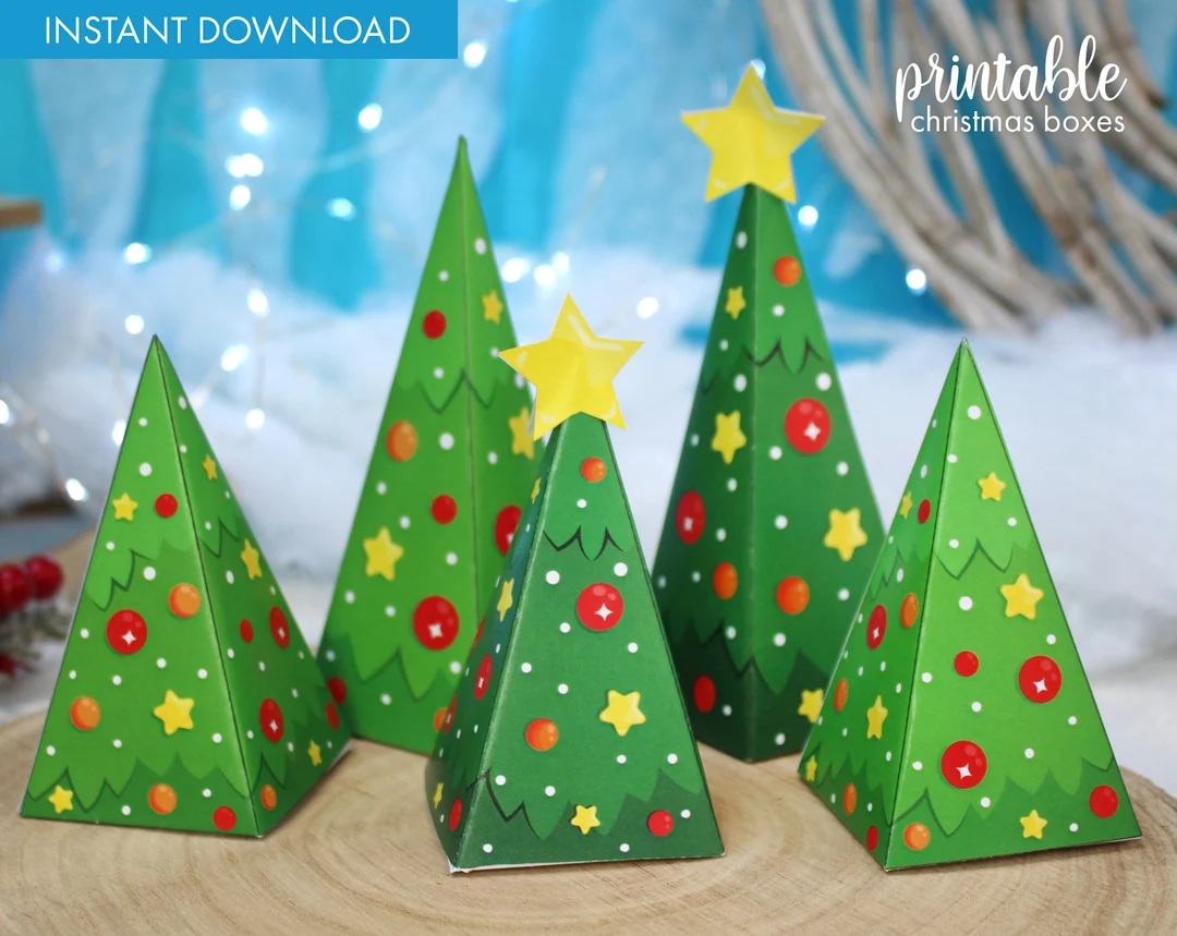 Printable Christmas Tree Gift Box