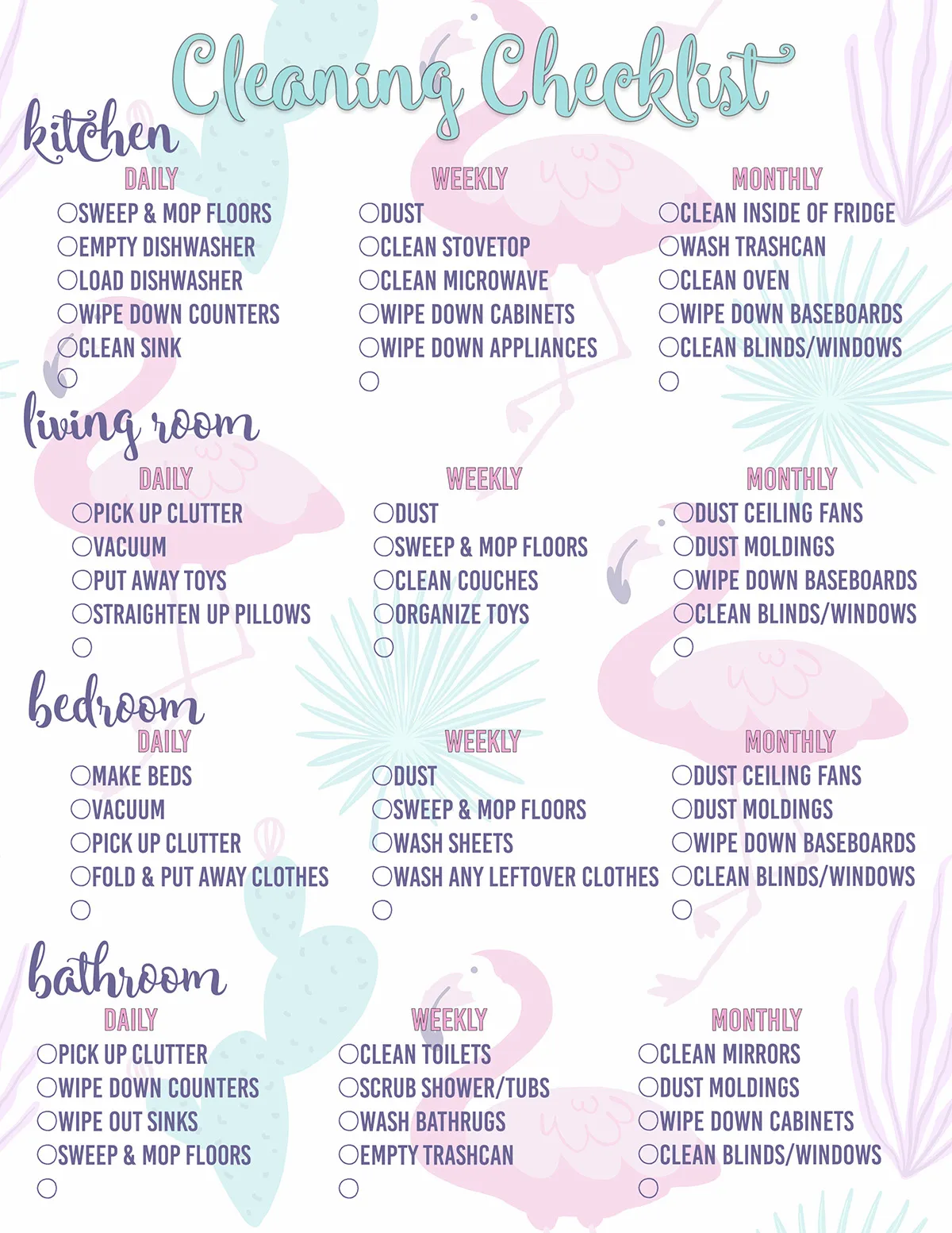free printable cleaning schedule template free printable cleaning schedule template