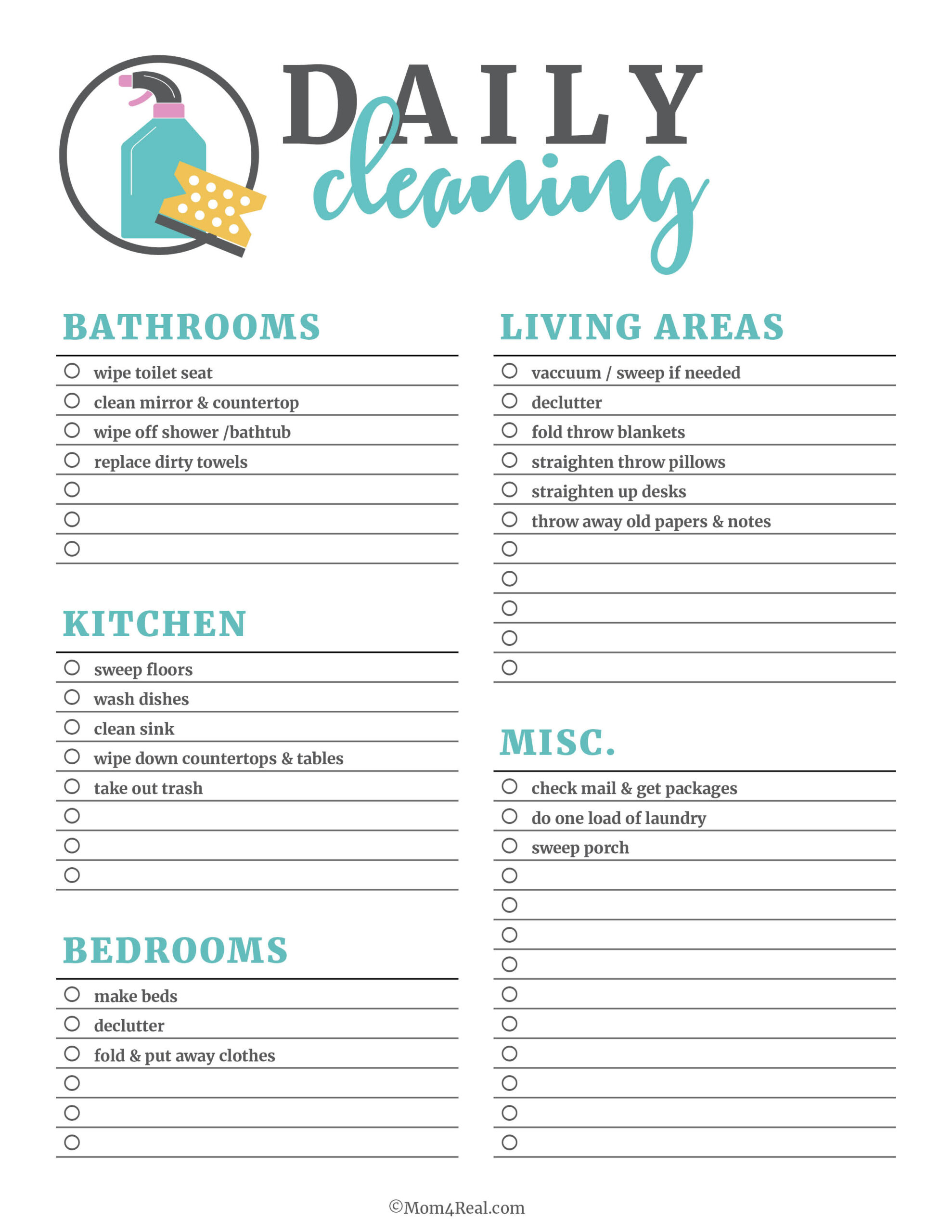 Printable Cleaning Checklists Printable Cleaning Checklists