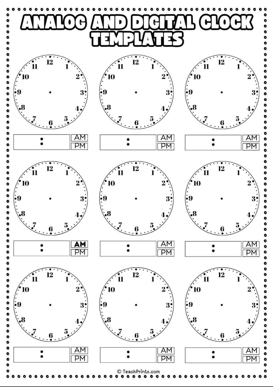 Printable Clock Face Printable Clock Face