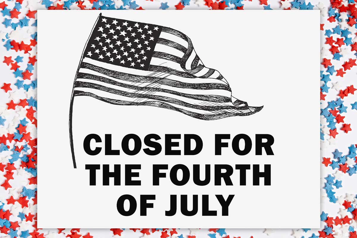 free printable closed for 4th of july sign template