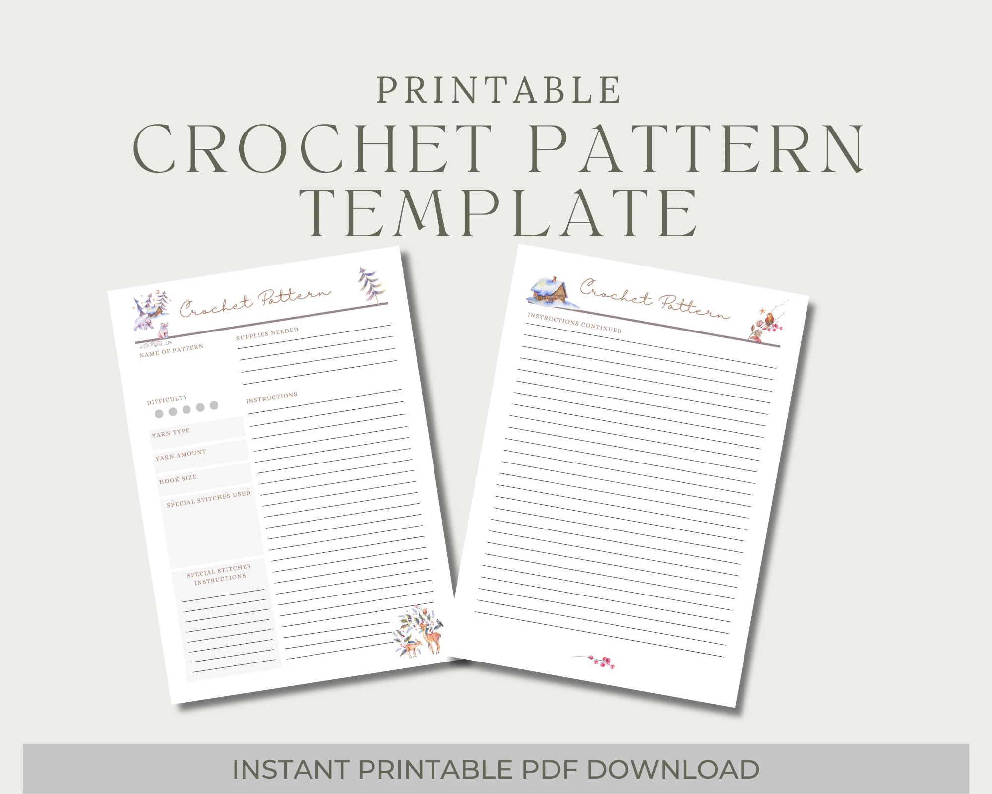 free printable crochet journal template