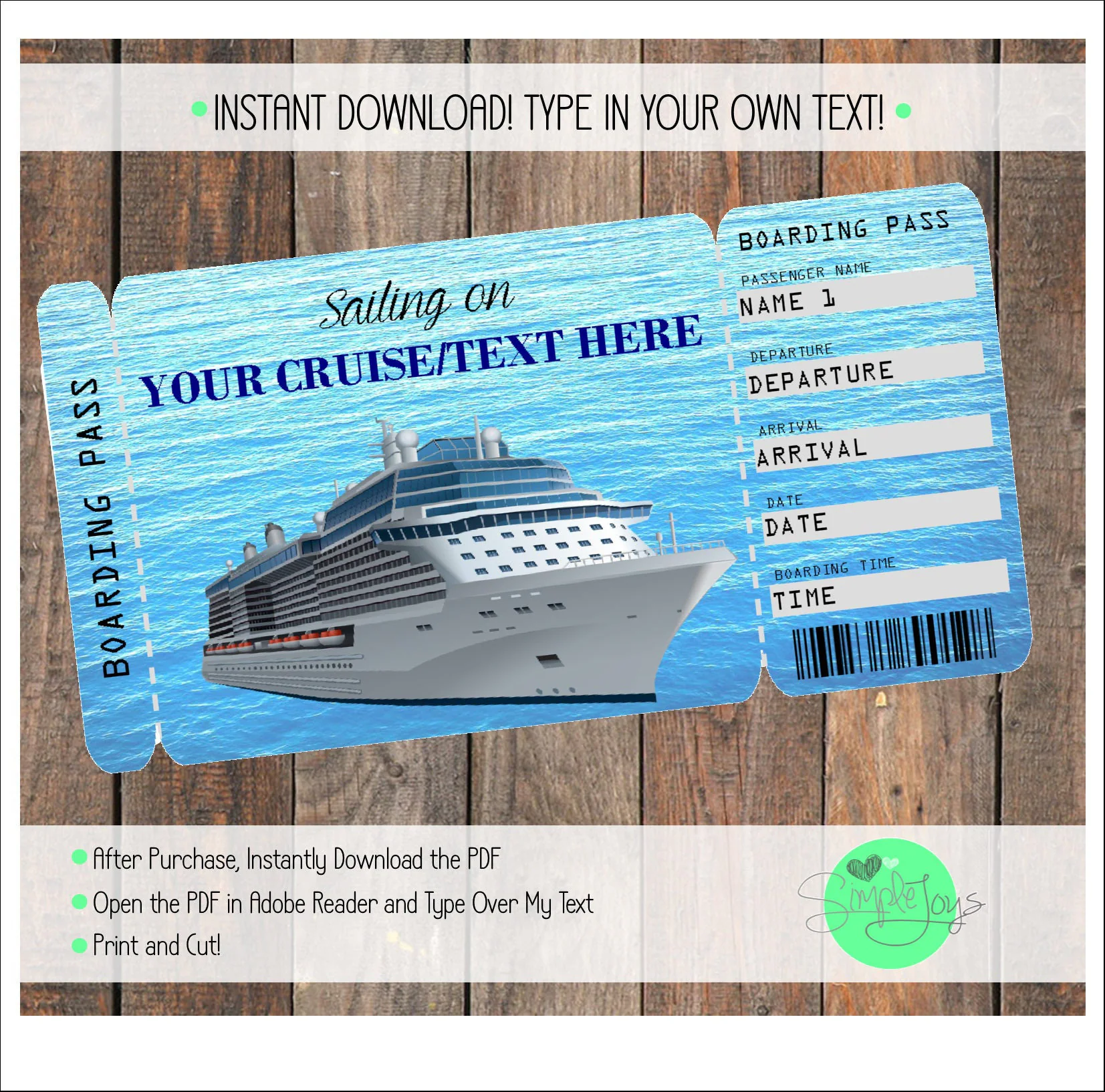 Printable Cruise Surprise Ticket