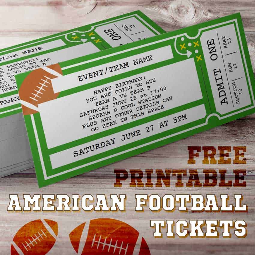 Printable Football Ticket Template
