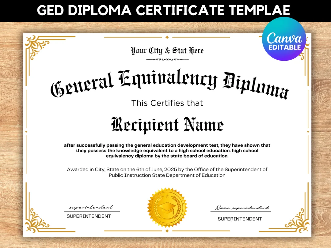 Printable Ged Diploma Template High