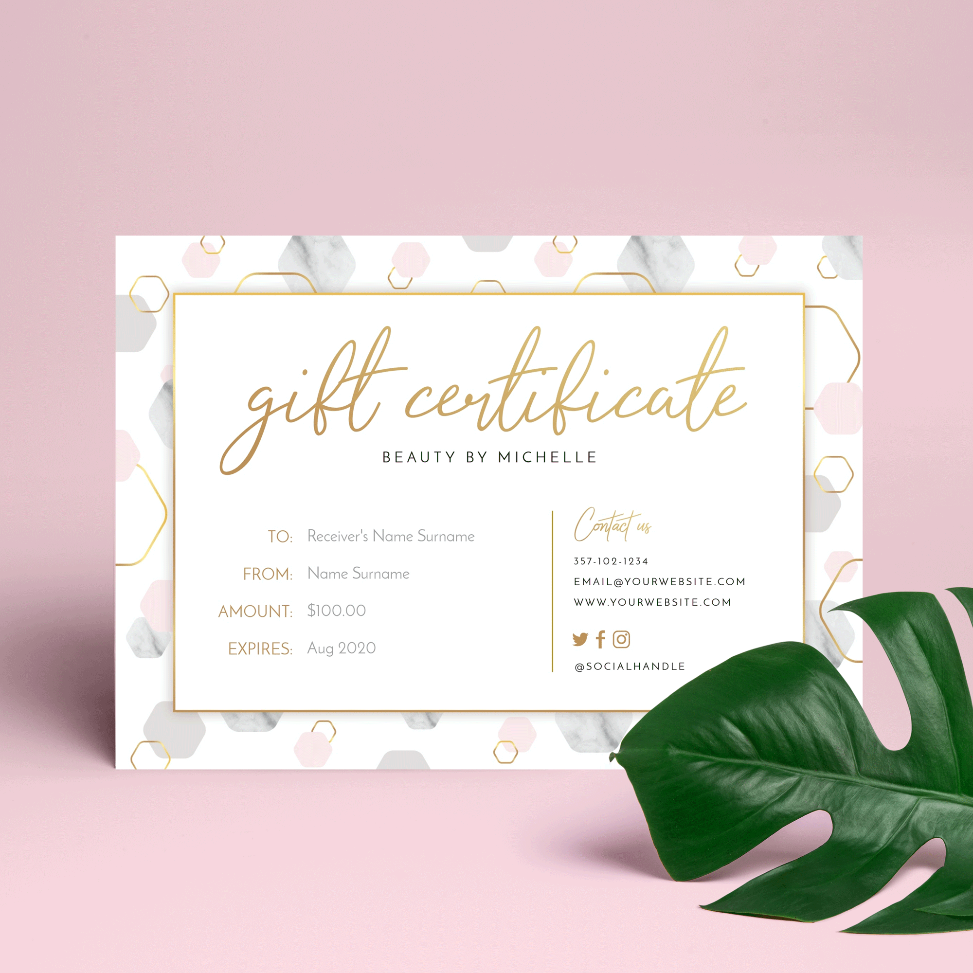 Printable Gift Certificate Template Beauty Salon Gift Voucher Corjl