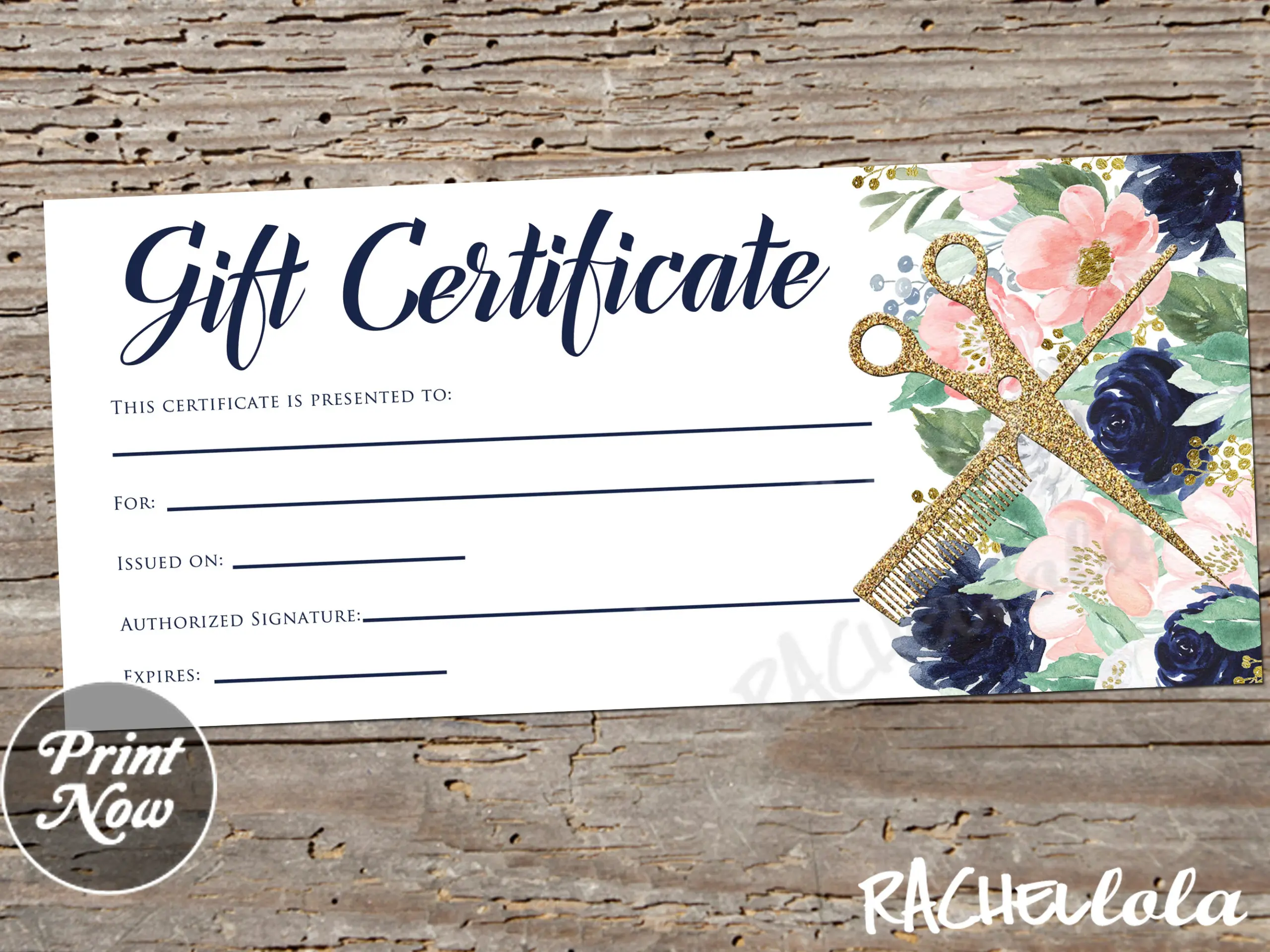 Printable Hair Salon Gift Certificate